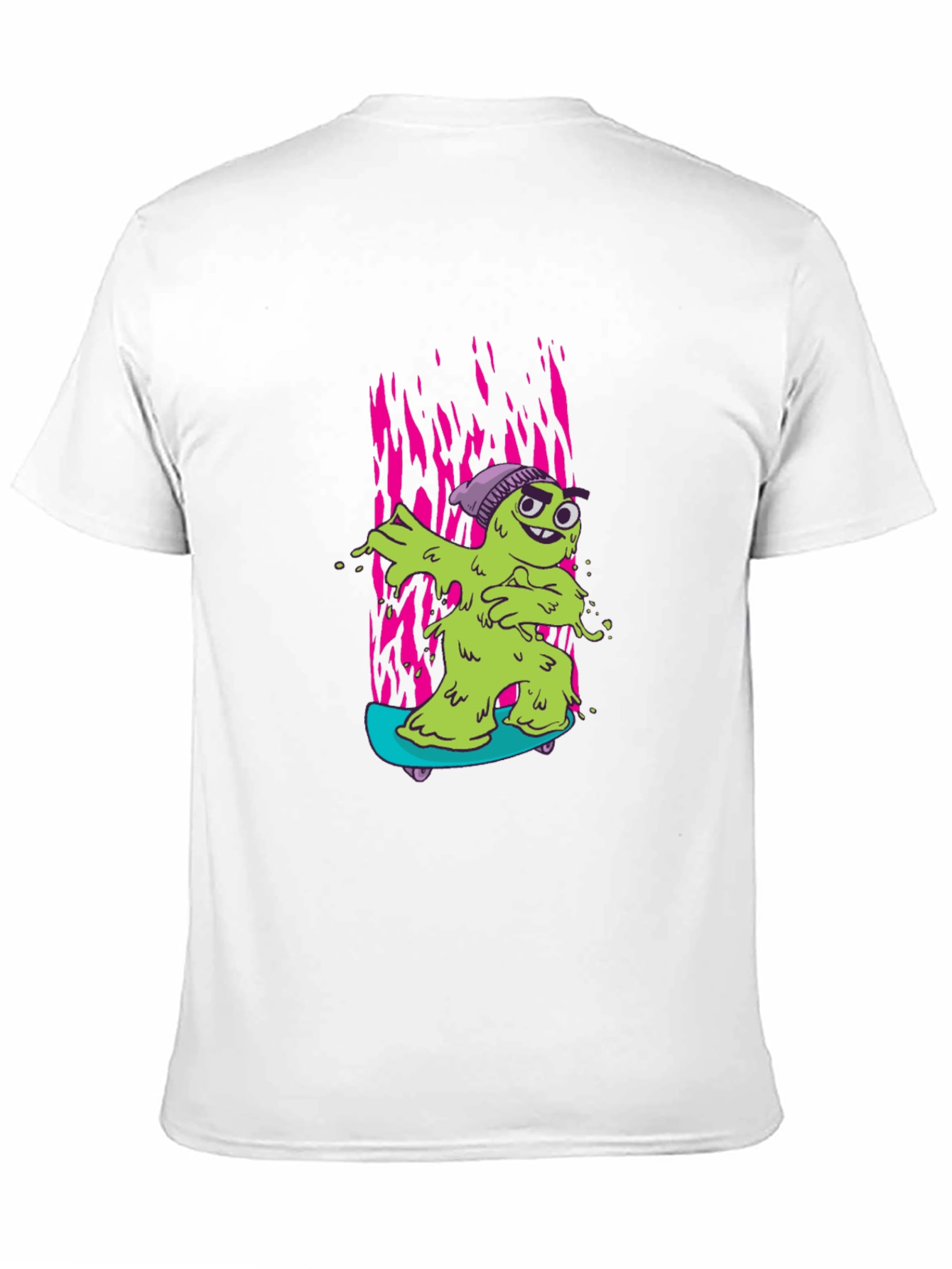 Black Cartoon Slime Monster Skateboard Graphic T-Shirt view 11
