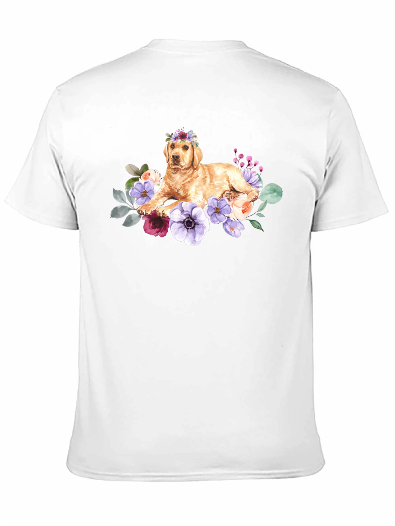 Black Golden Retriever Floral Crown T-Shirt view 11