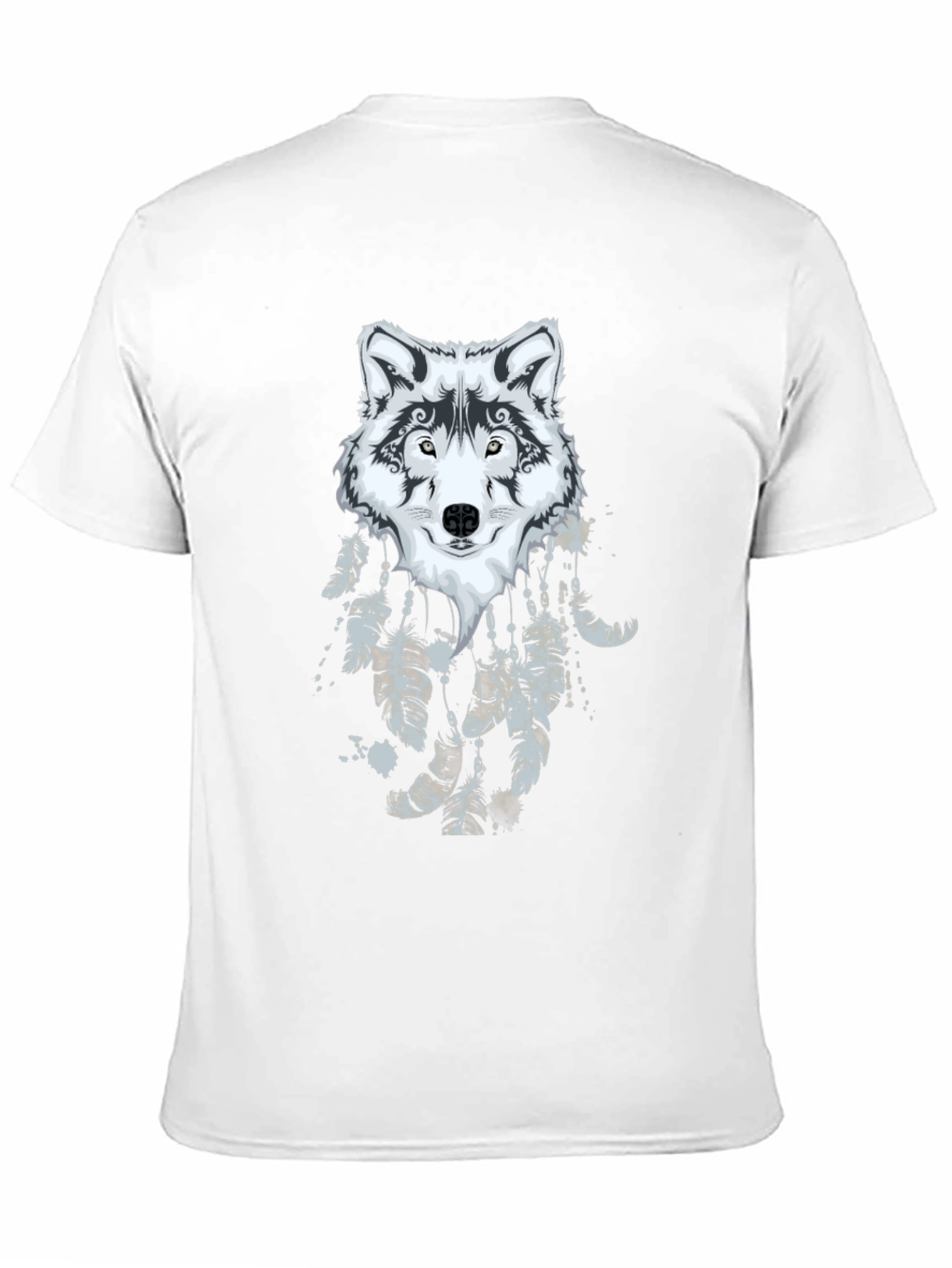Black Wolf Dreamcatcher Graphic Black T-Shirt view 11