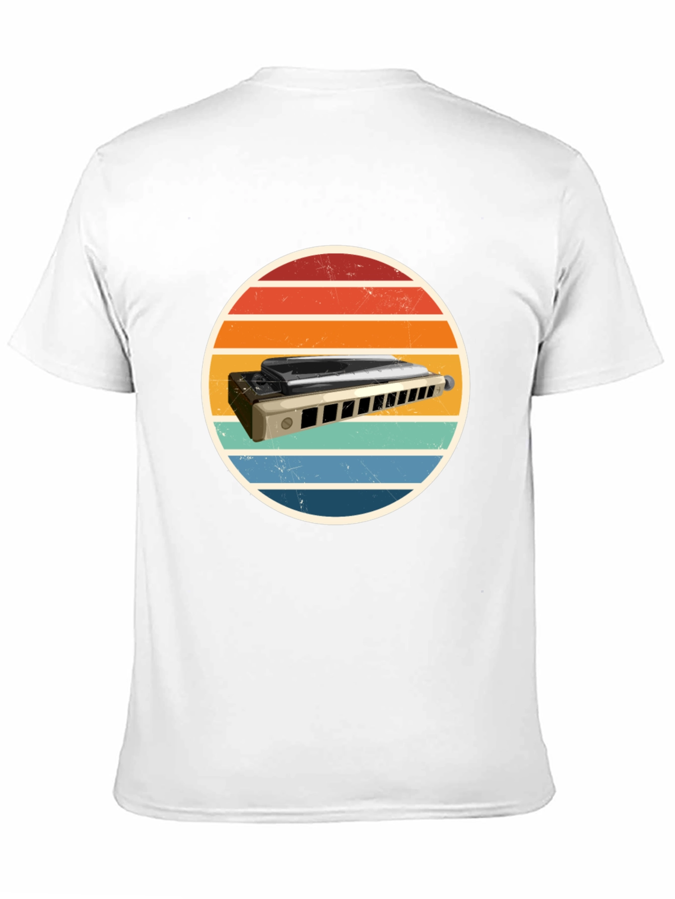 Black Retro Harmonica T-Shirt - Vintage Music Tee view 11