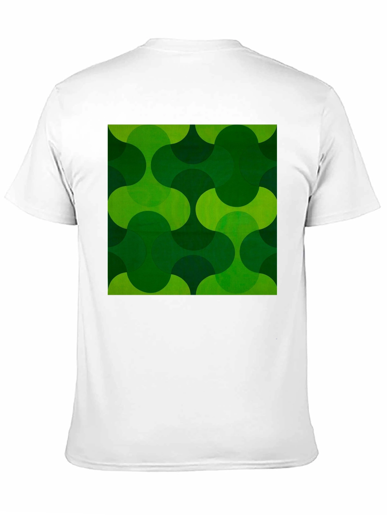 Black Retro Green Geometric Print Black T-Shirt view 11