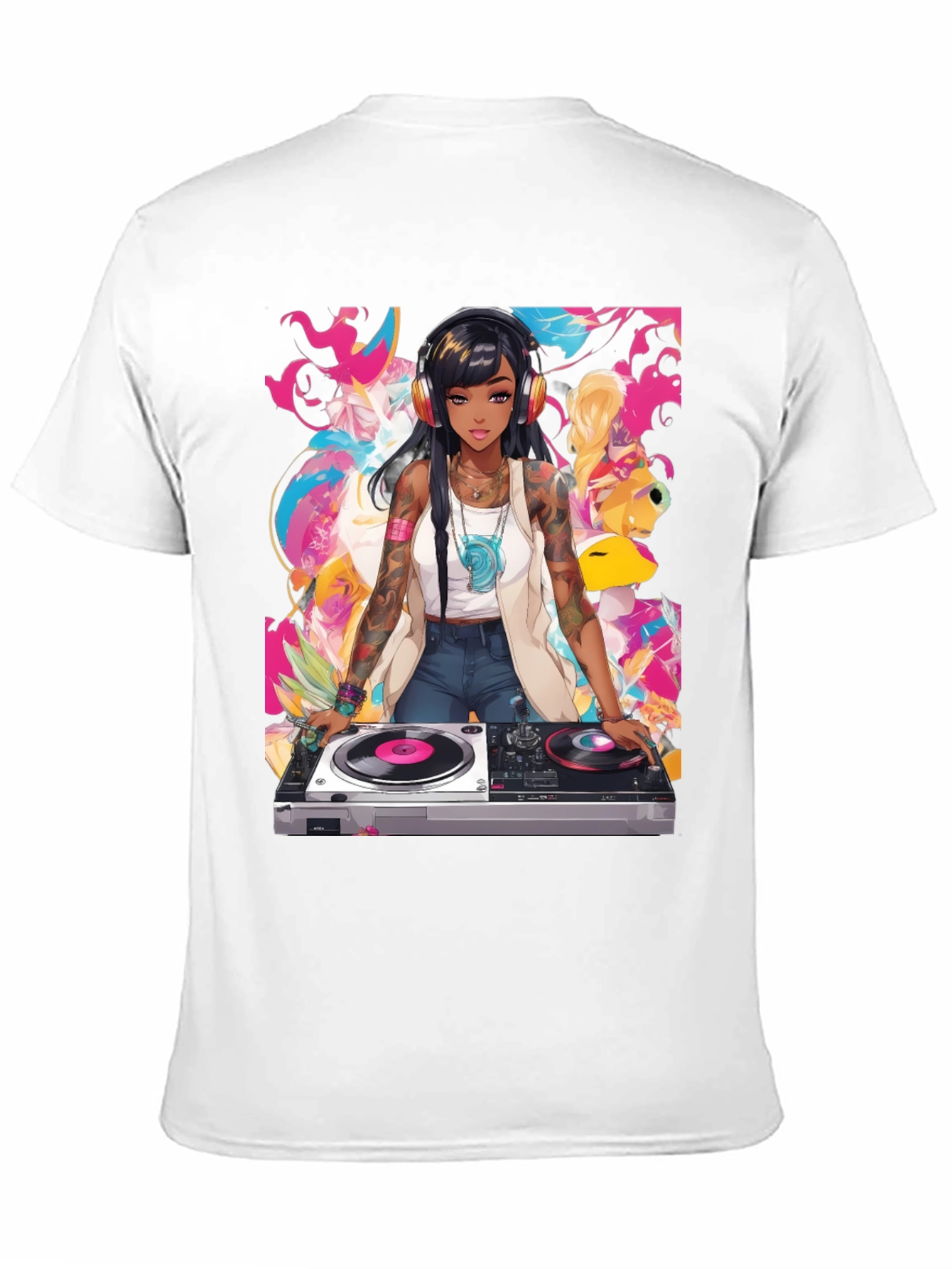 Black DJ Anime Graphic Tee - Cool Black T-Shirt view 11