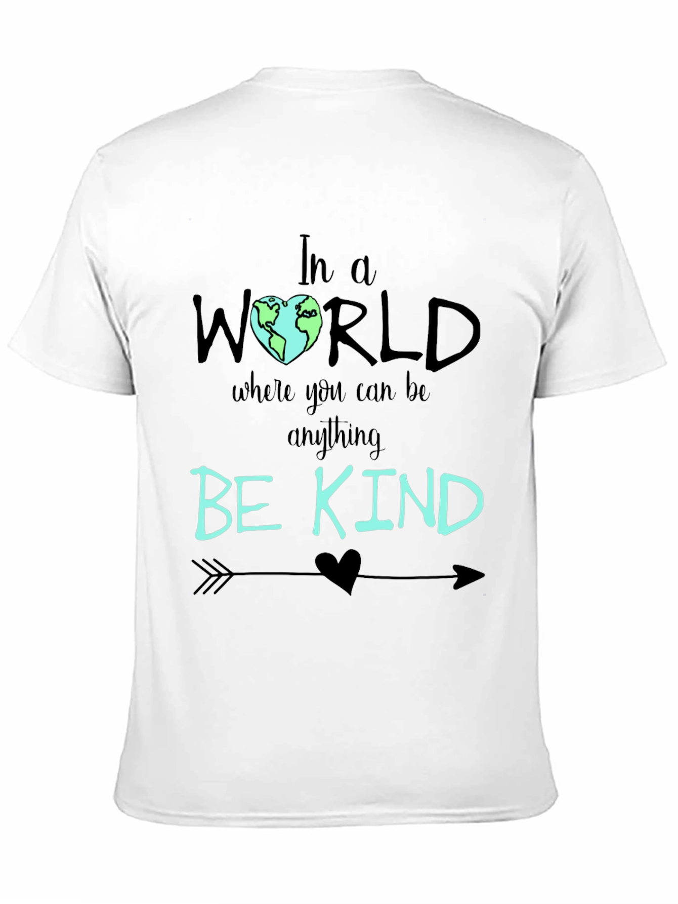 Black Be Kind T-Shirt - World Heart Graphic Tee view 11