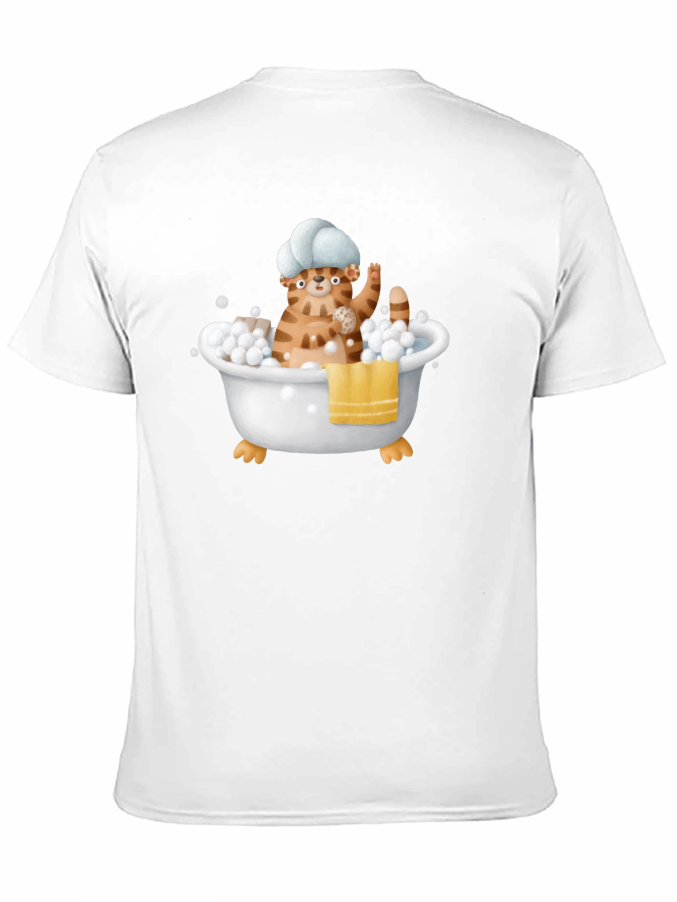 Black Funny Cat in Tub T-Shirt view 11