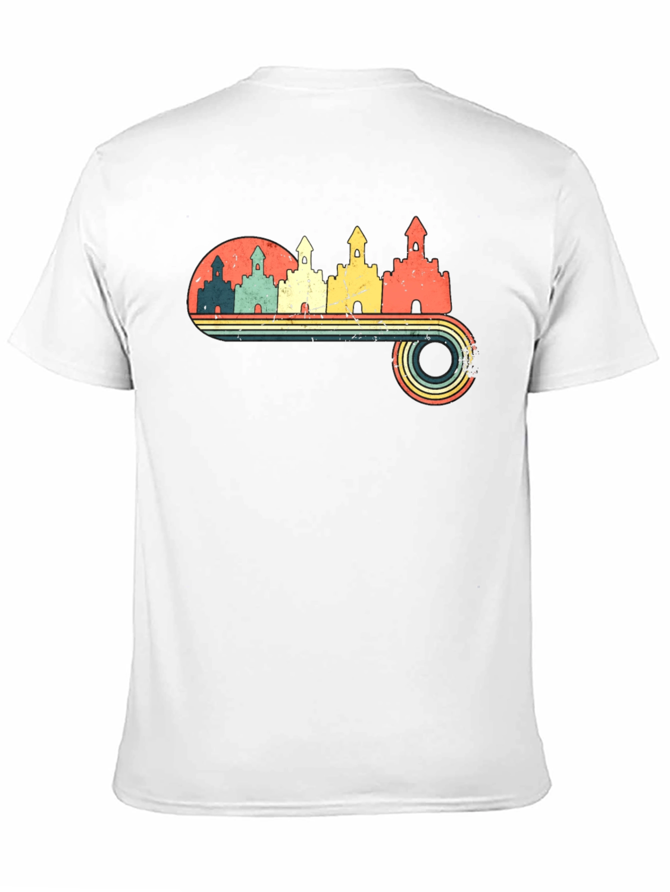 Black Retro Castle Graphic Tee - Vintage Style T-Shirt view 11
