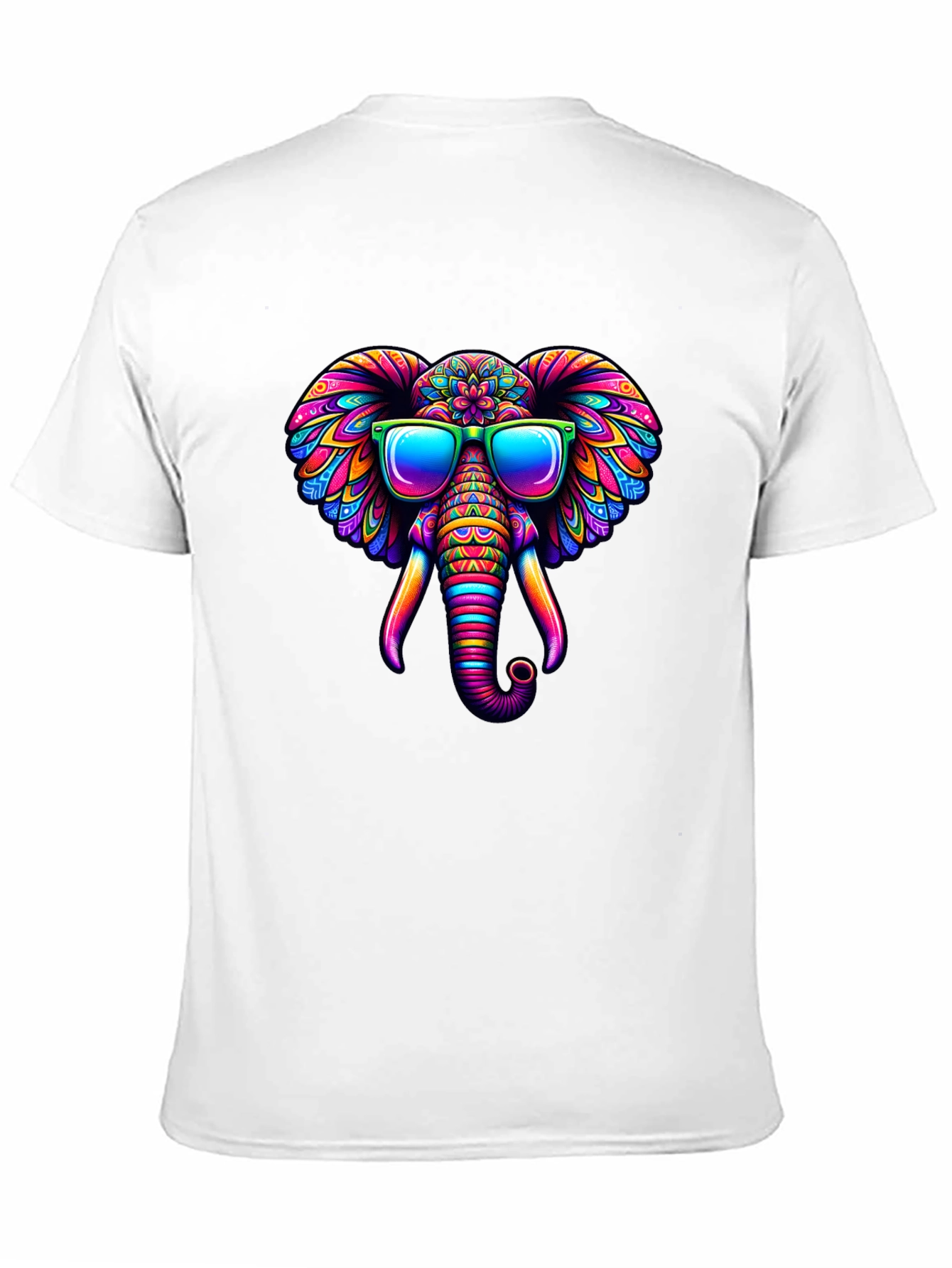 Black Cool Elephant T-Shirt: Colorful Design view 11
