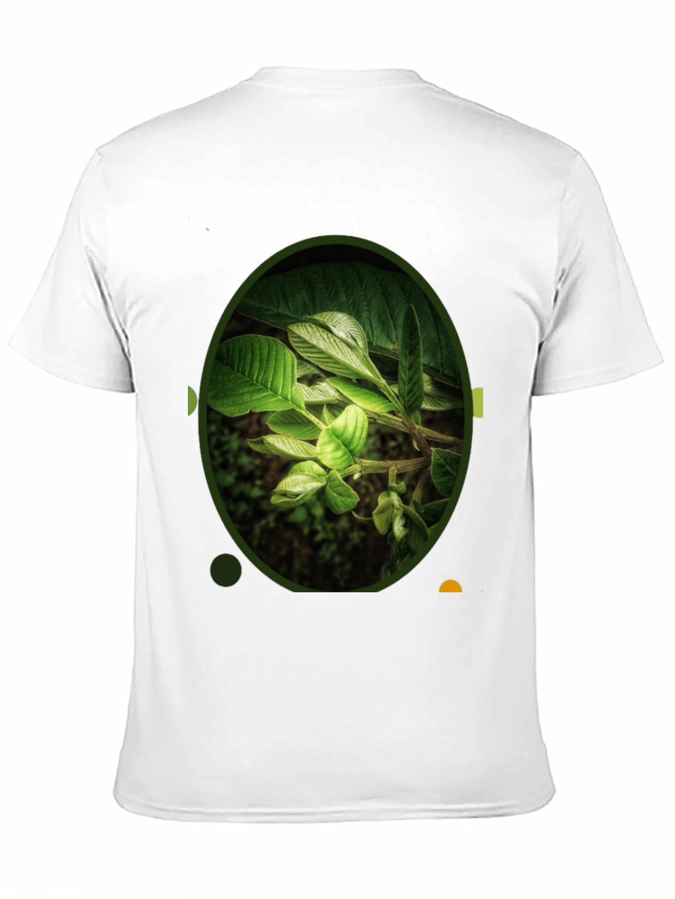 Black Nature Leaf Print Black Crew Neck T-Shirt view 11