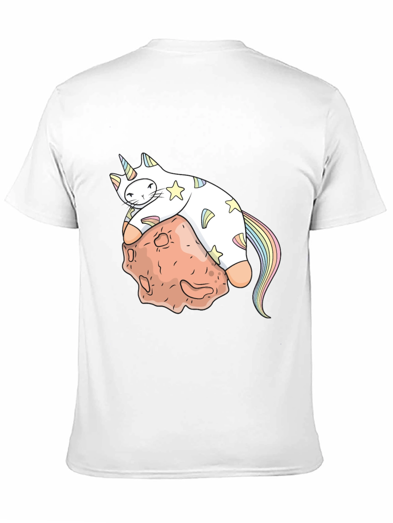 Black Unicorn Cat on Asteroid Graphic T-Shirt view 11