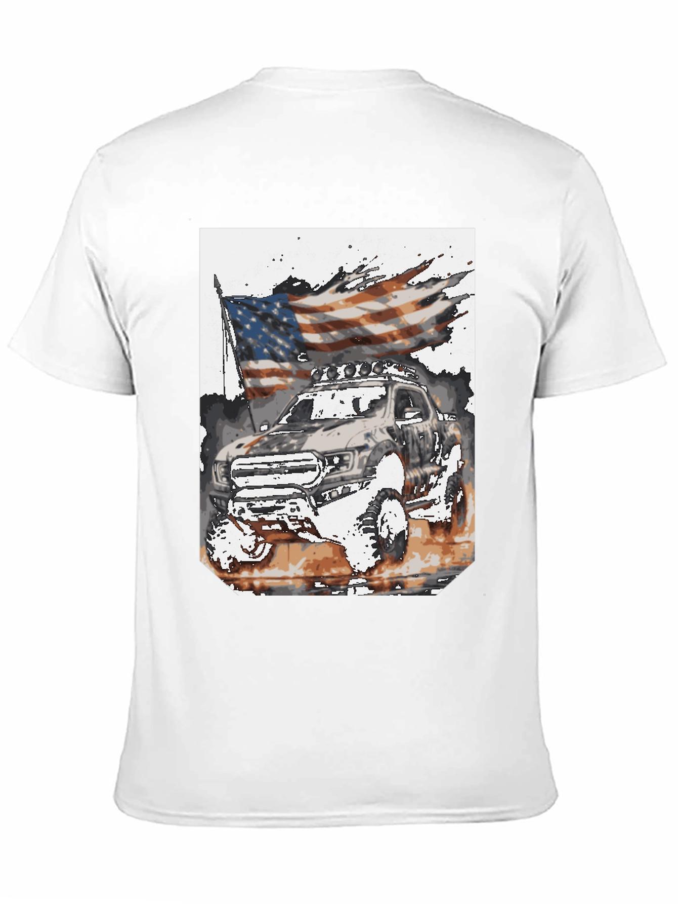 Black American Flag Truck Graphic Tee view 11