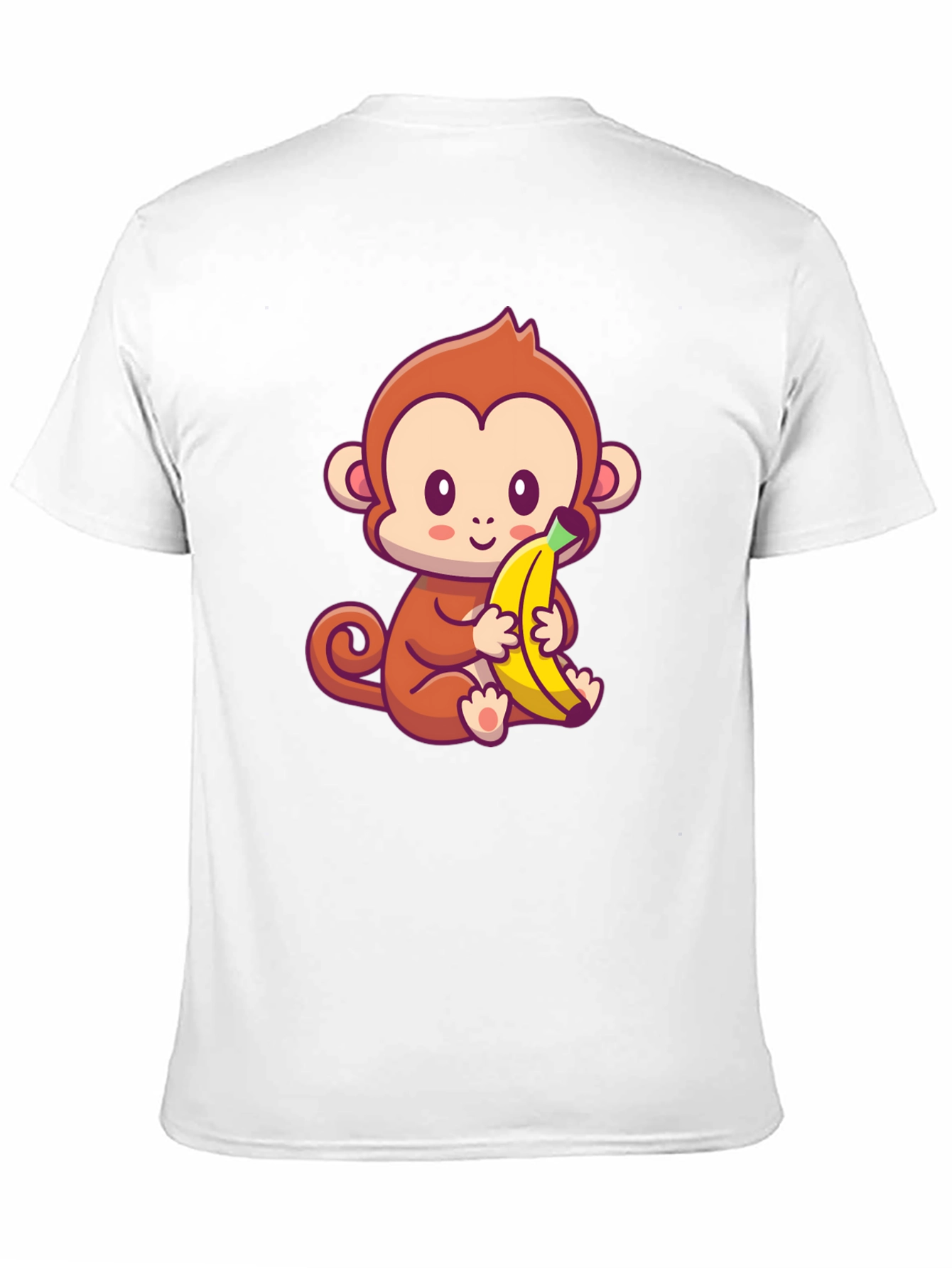Cute Monkey Banana Graphic Black T-Shirt - 11