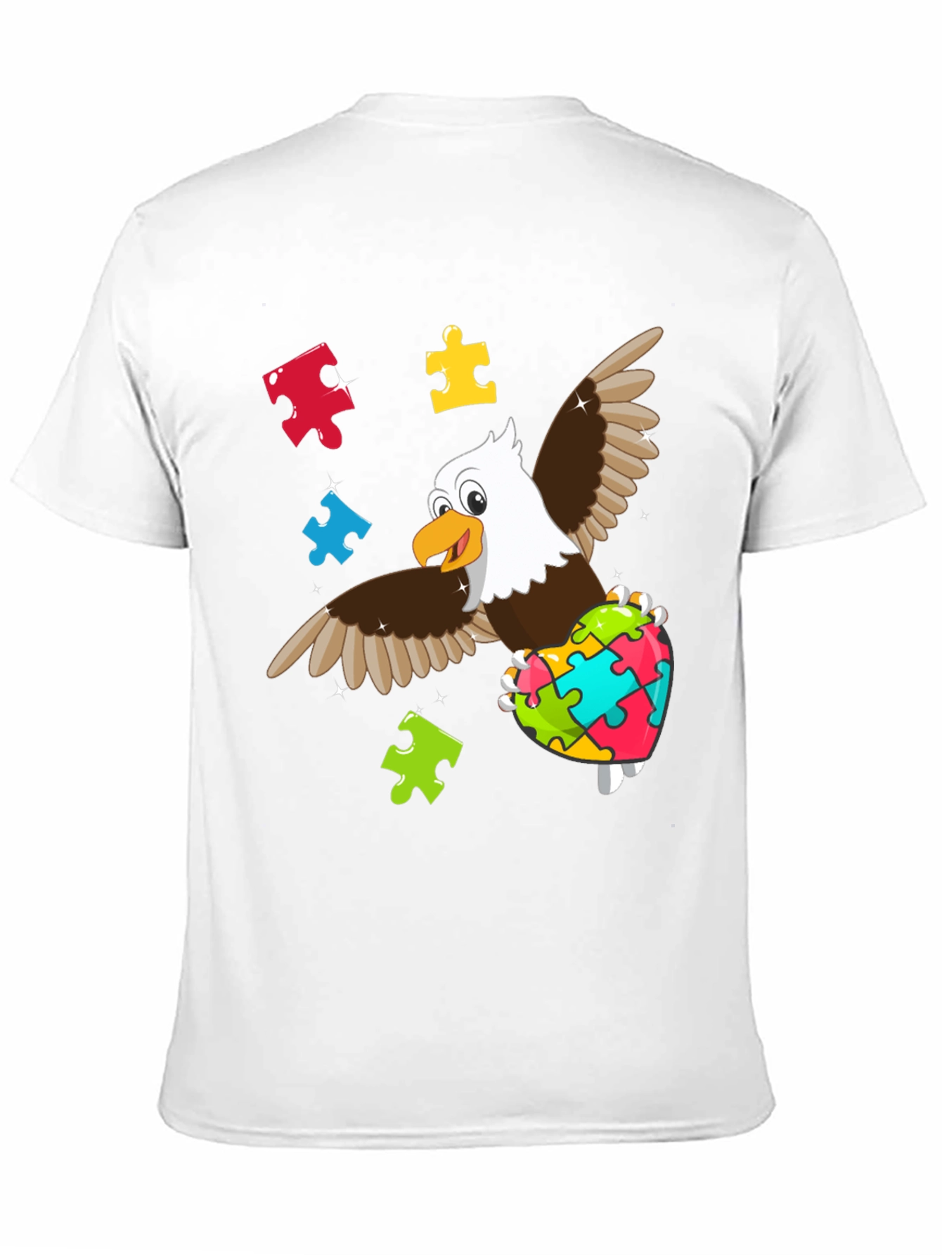 Black Autism Awareness Eagle T-Shirt view 11