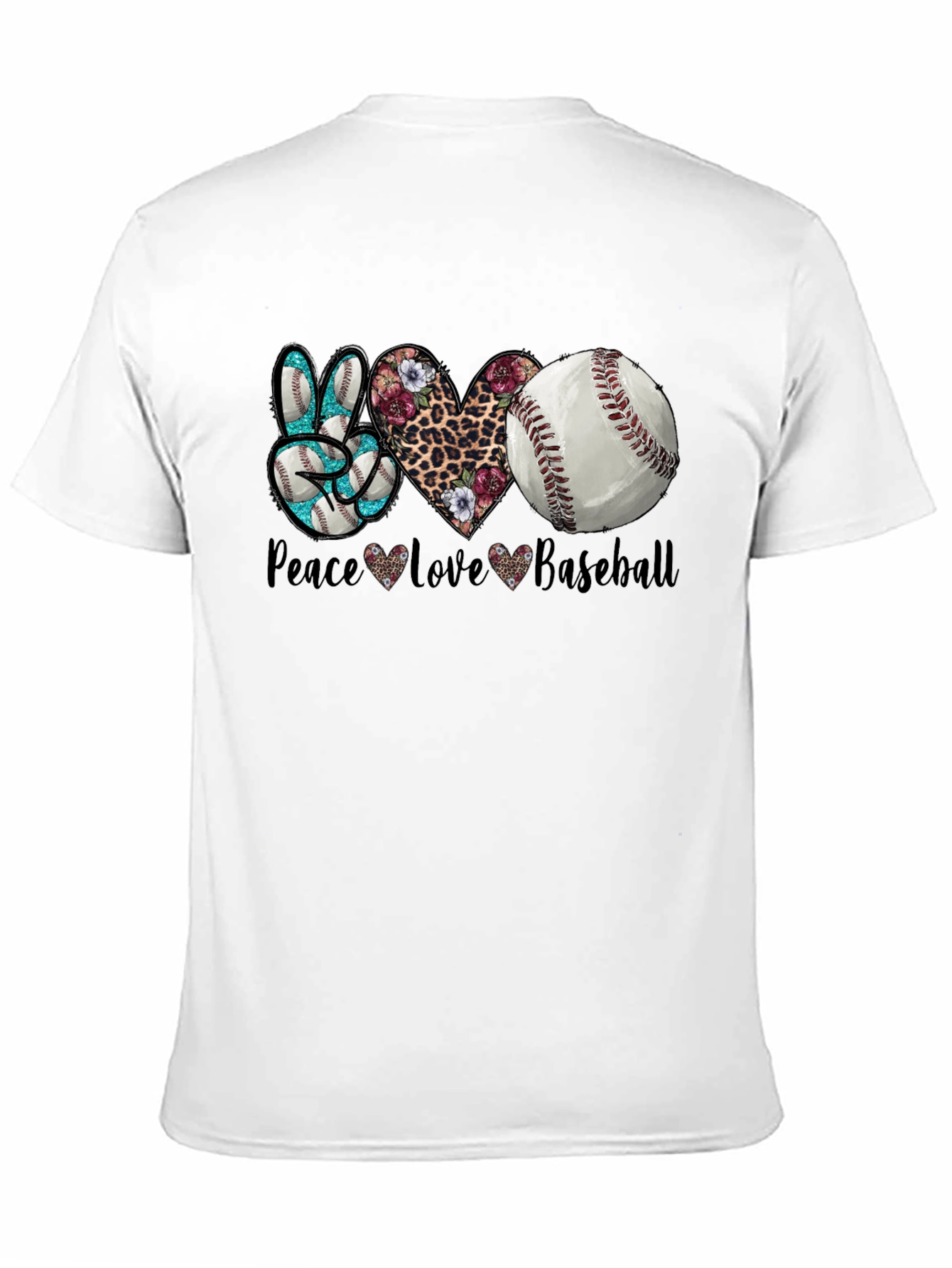 Black Peace Love Baseball Graphic T-Shirt view 11