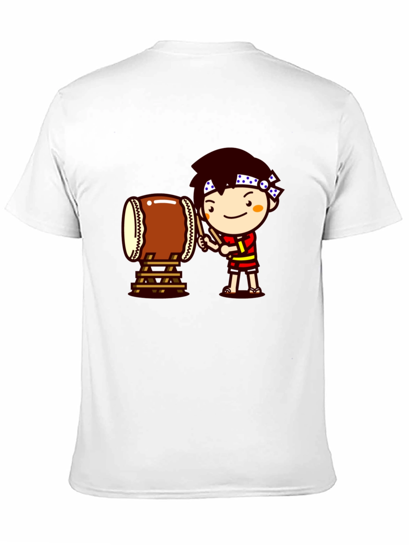 Black Black T-Shirt with Drummer Cartoon Graphic view 11