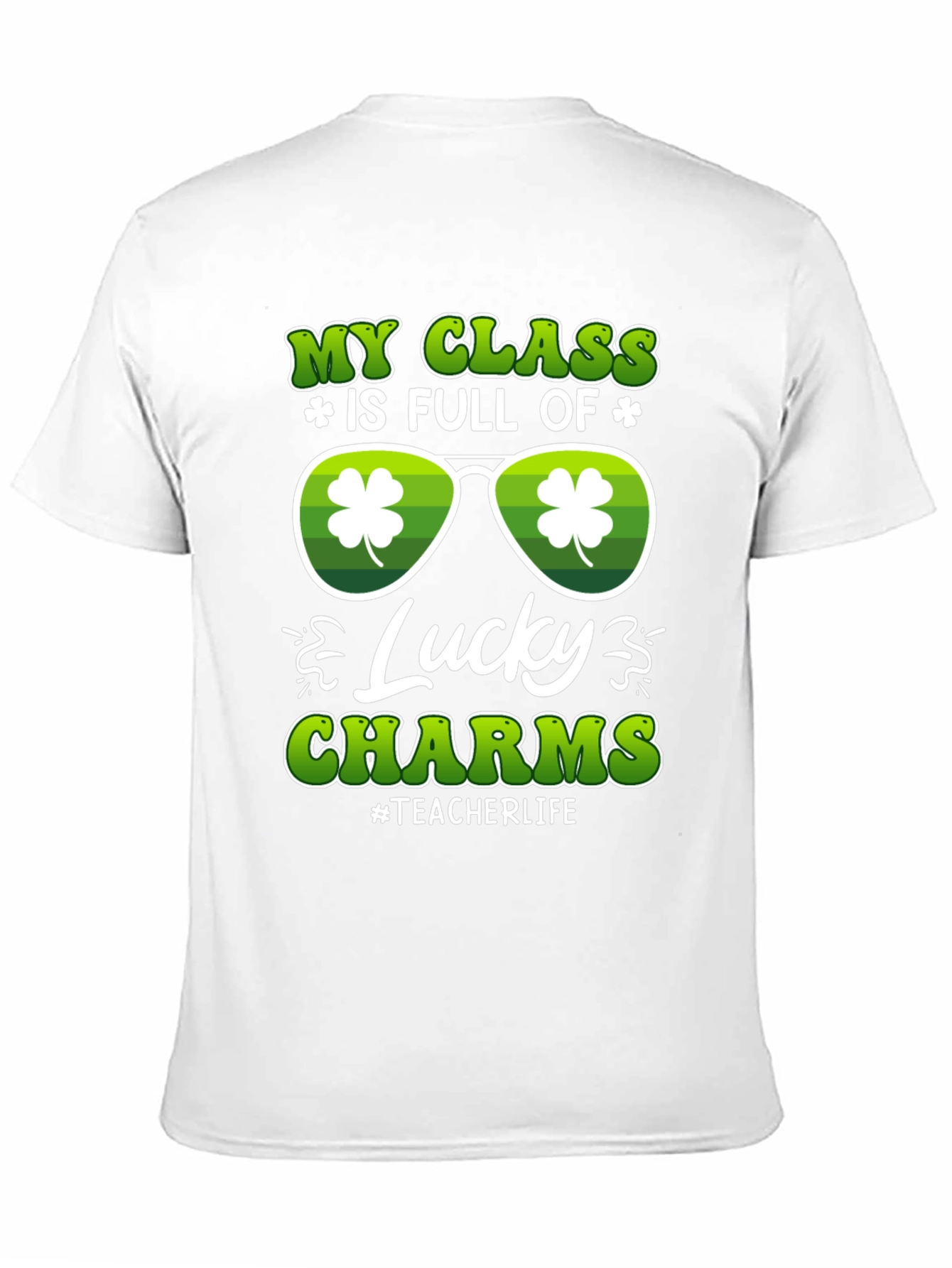 Black St. Patrick's Day Teacher T-Shirt Lucky Charms view 11