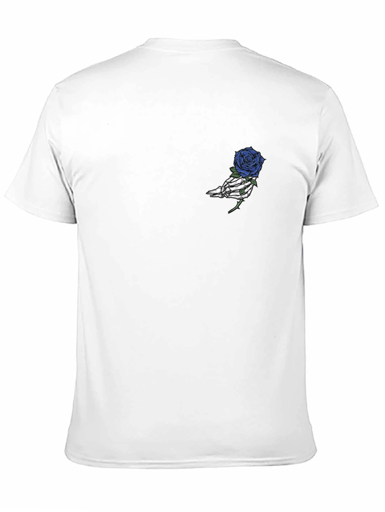 Black Black T-Shirt with Skeleton Hand Holding a Rose view 11