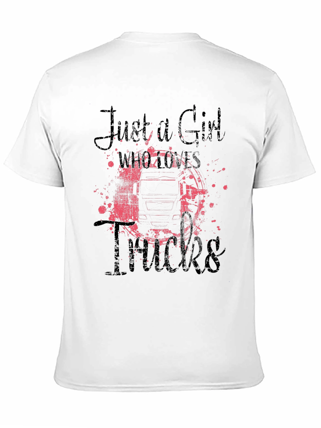 Black Just A Girl Who Loves Trucks Graphic Tee view 11