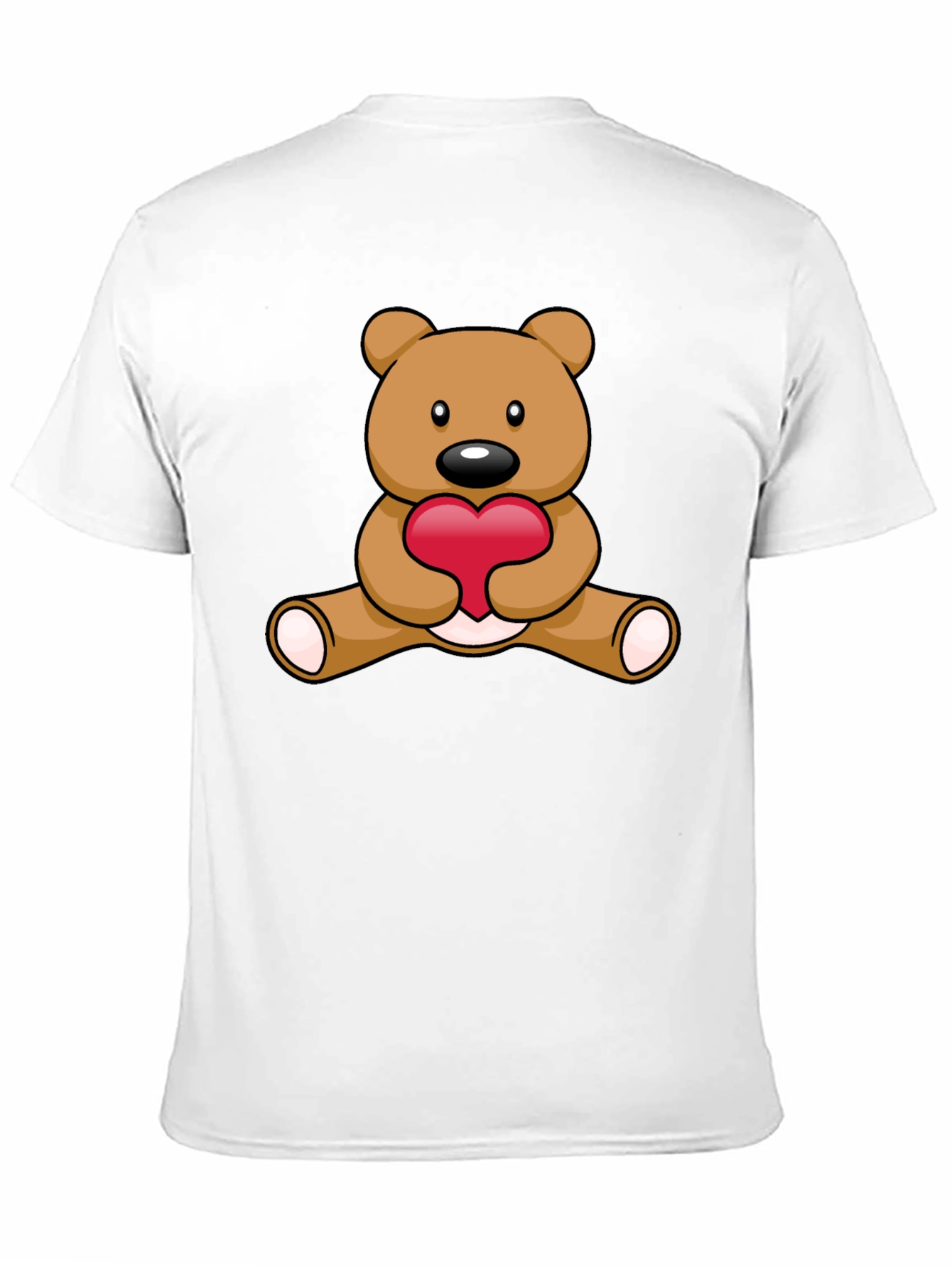 Black Cute Teddy Bear Heart Graphic T-Shirt view 11