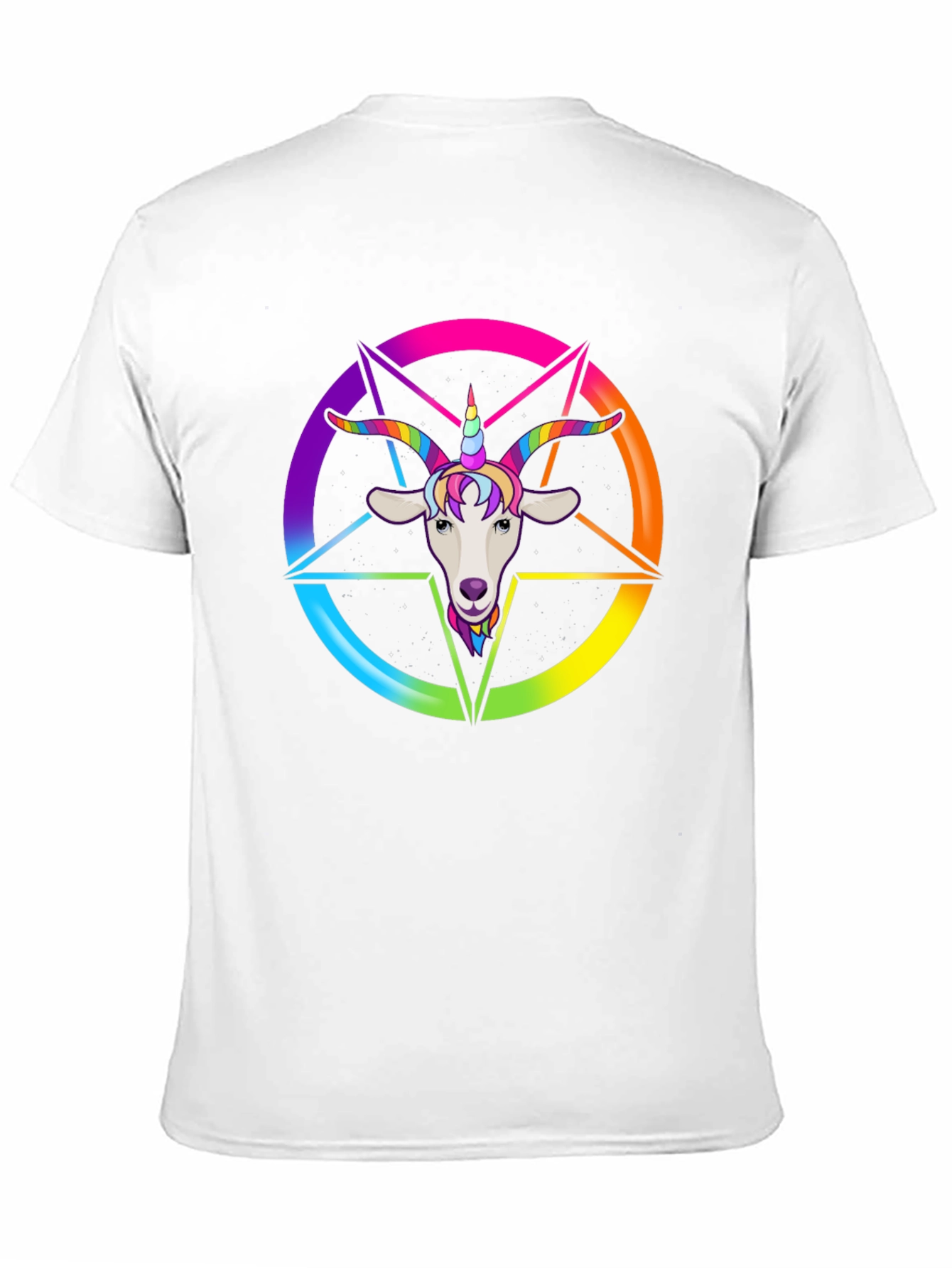 Black Rainbow Goat Unicorn Graphic Tee - Men's Black T-Shirt view 11