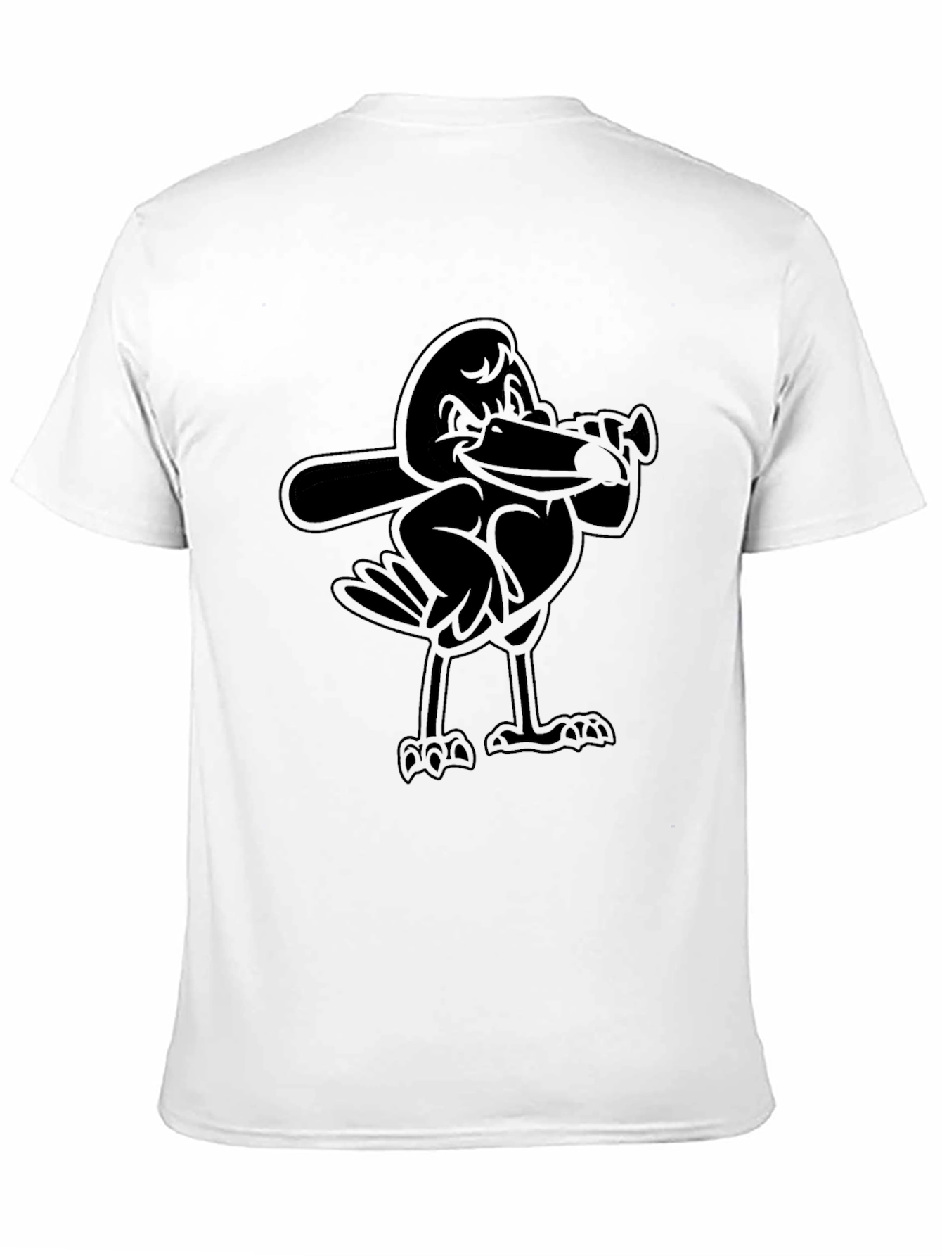 Black Cartoon Bird Baseball Player Black T-Shirt view 11