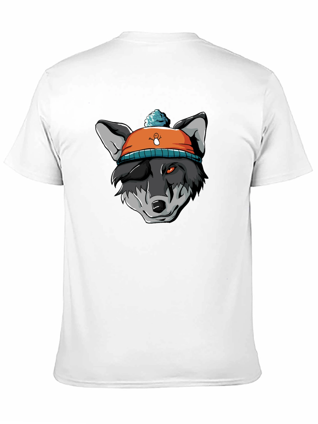 Black Wolf in Beanie Black T-Shirt - Unique Graphic Tee view 11