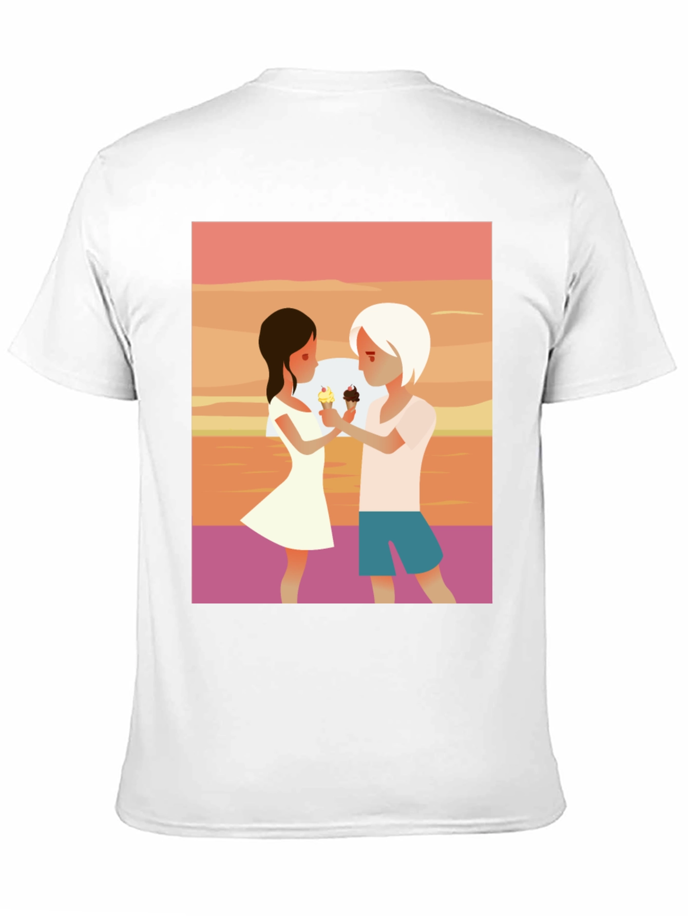 Black Couple Ice Cream Graphic T-Shirt - Unisex Casual Tee view 11