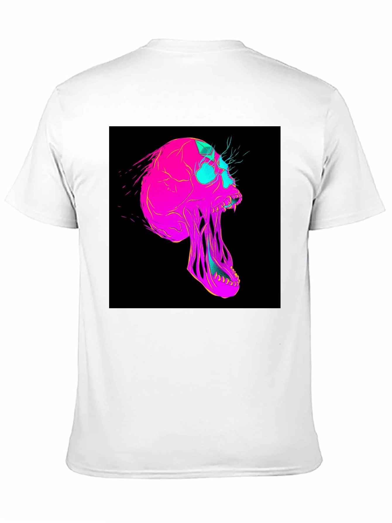Black Vaporwave Skull Graphic Tee - Black Cotton T-Shirt view 11