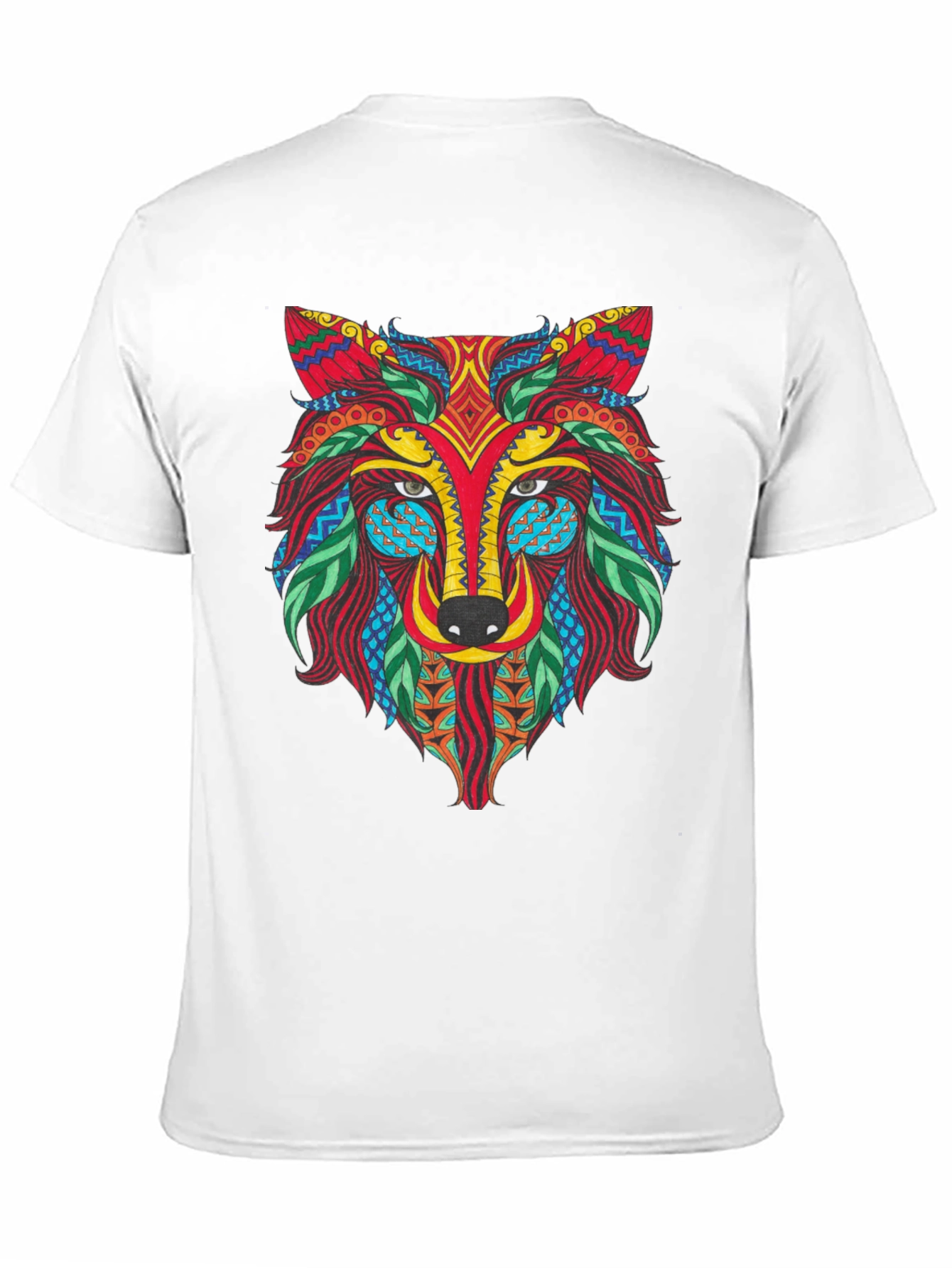 Black Wolf Graphic Print Tee - Men's Short Sleeve Black T-Shirt view 11