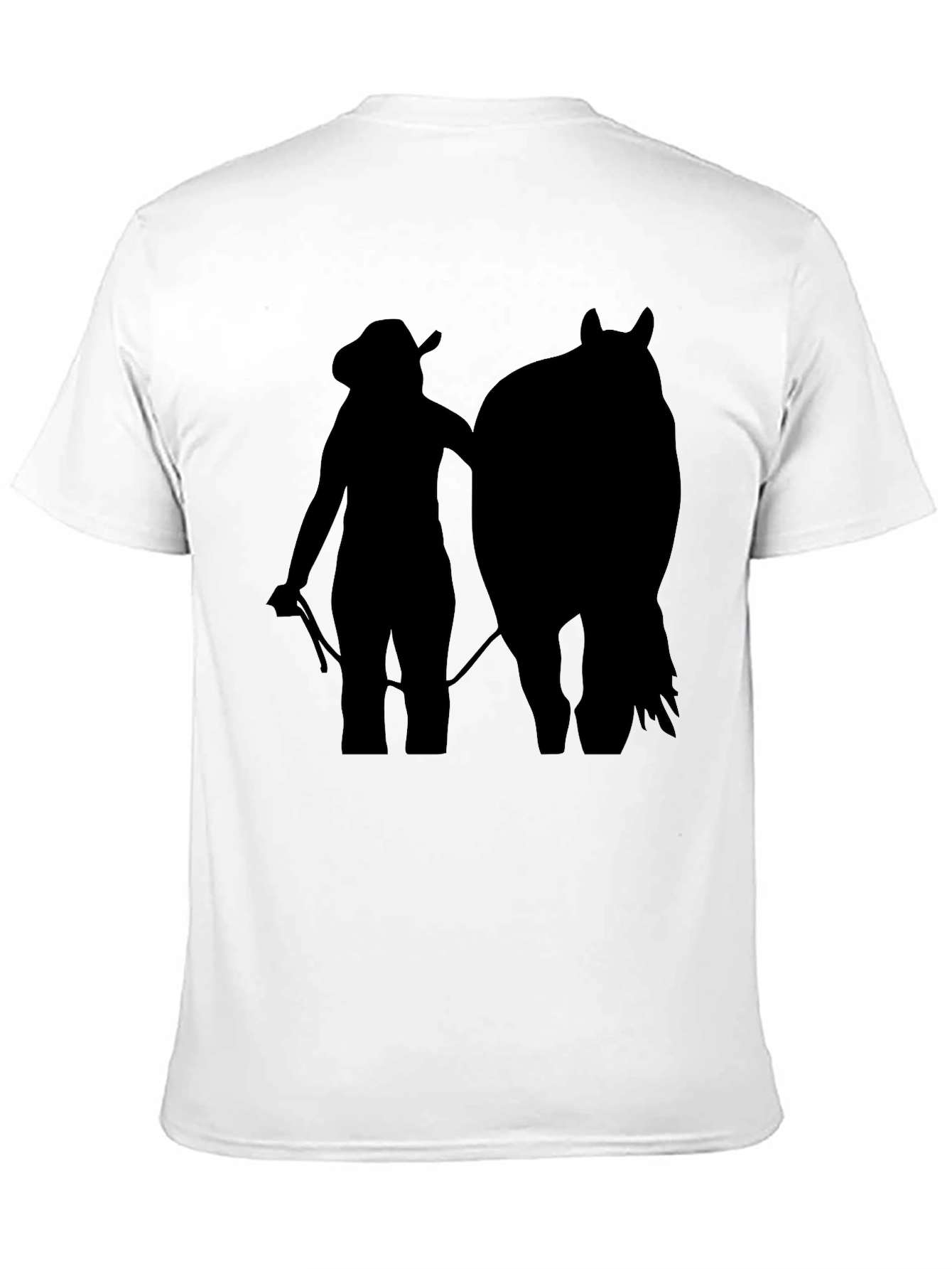 Black Cowgirl & Horse Silhouette Tee - Black Unisex T-Shirt view 11