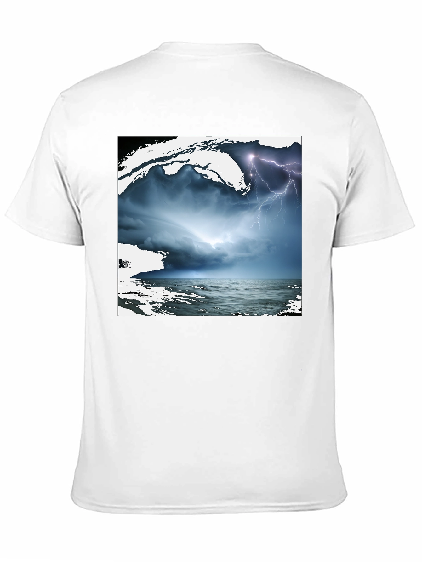 Black Stormy Sea Graphic Tee - Black Cotton T-Shirt view 11