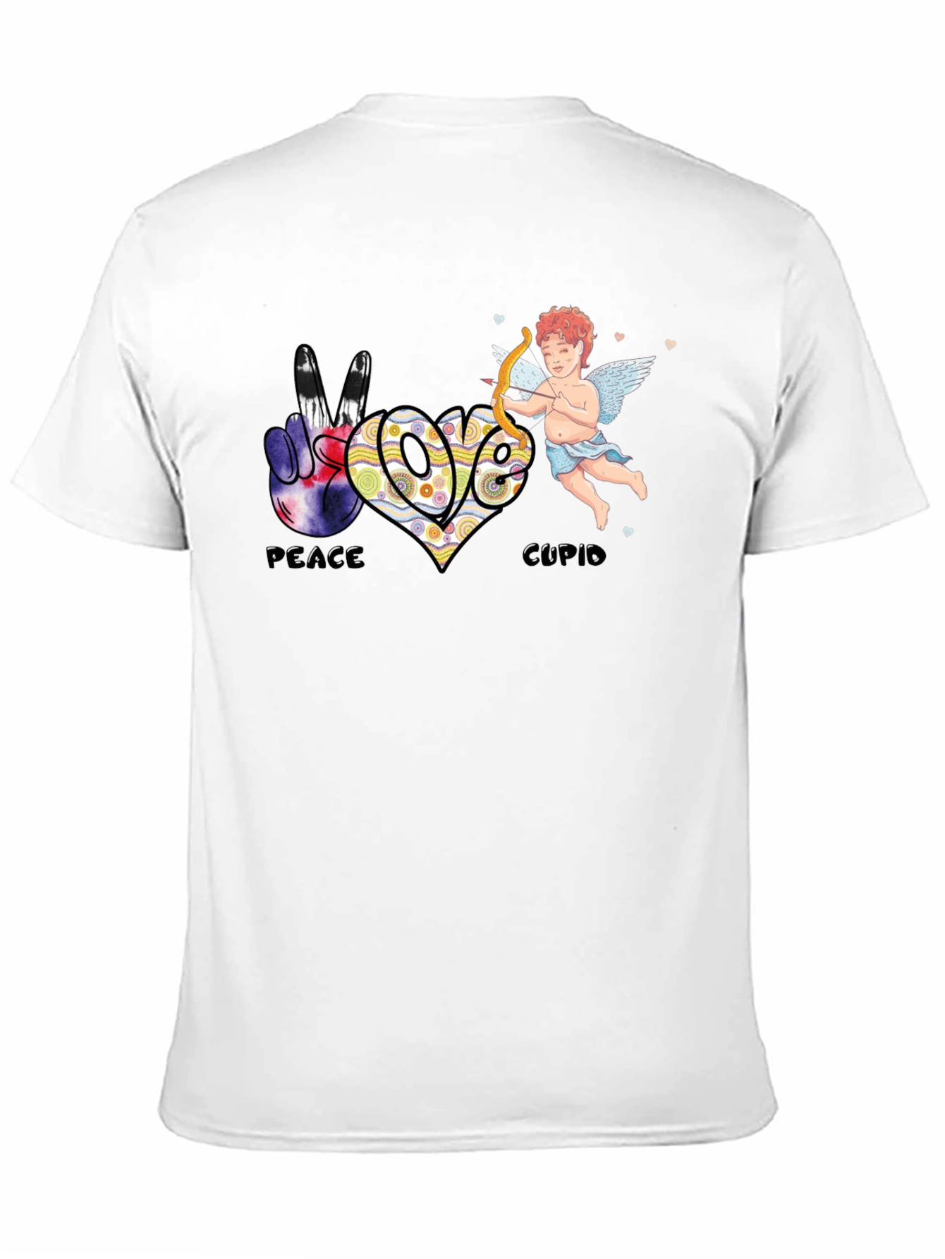 Black Peace Love Cupid T-Shirt view 11