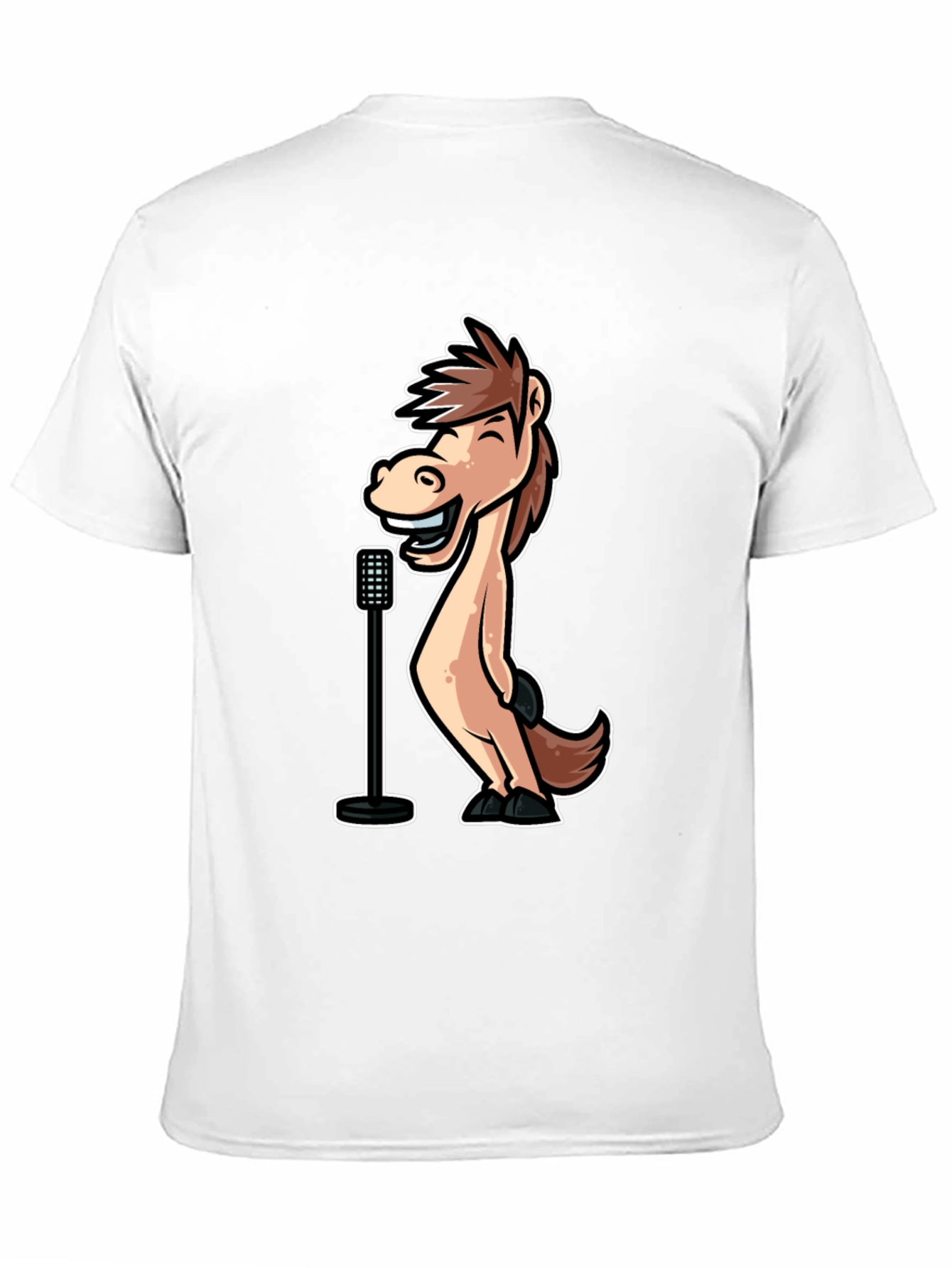 Black Funny Horse Singer Graphic Tee - Black Cotton T-Shirt view 11