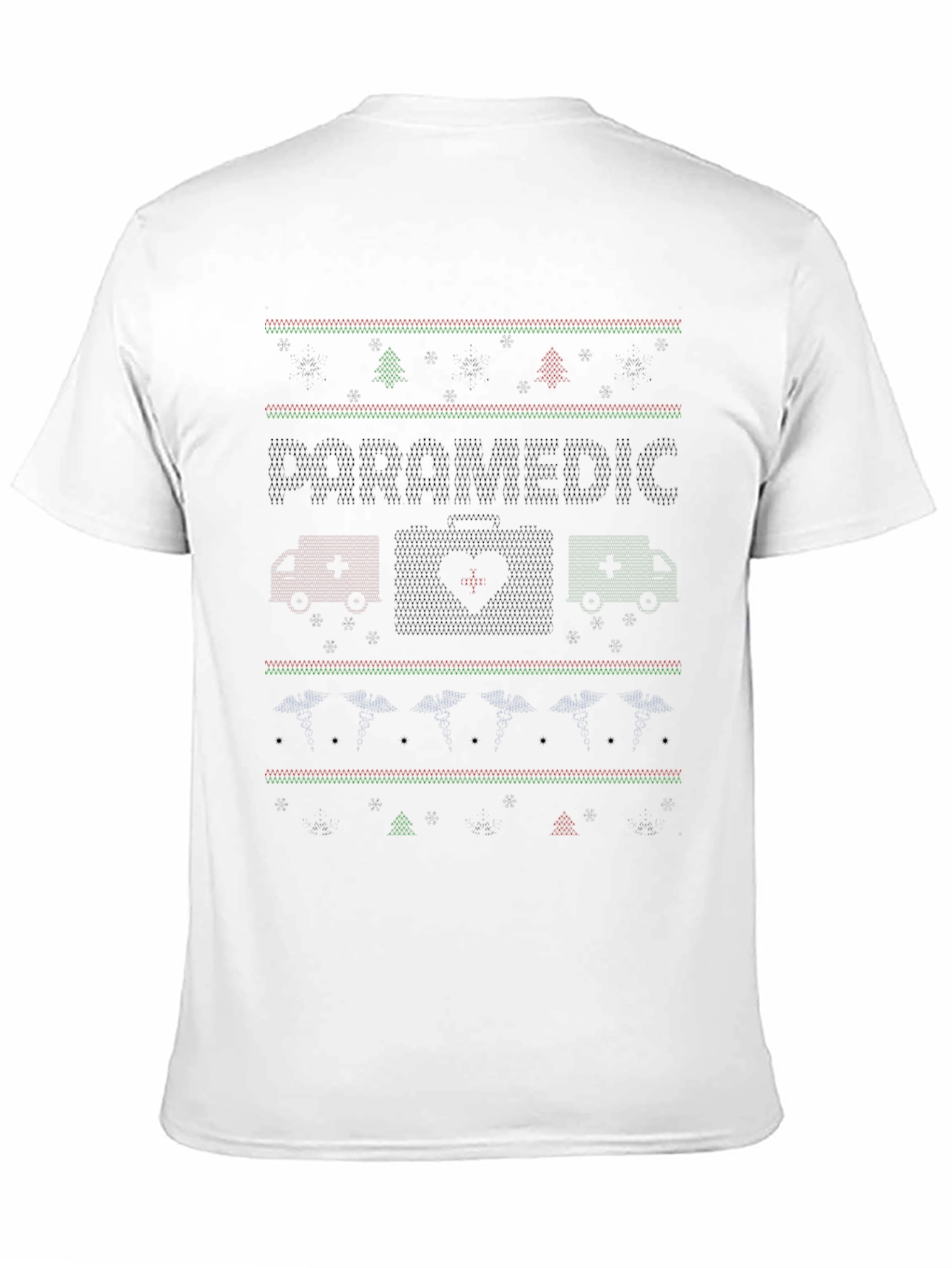 Black Paramedic Ugly Christmas Sweater Style T-Shirt view 11