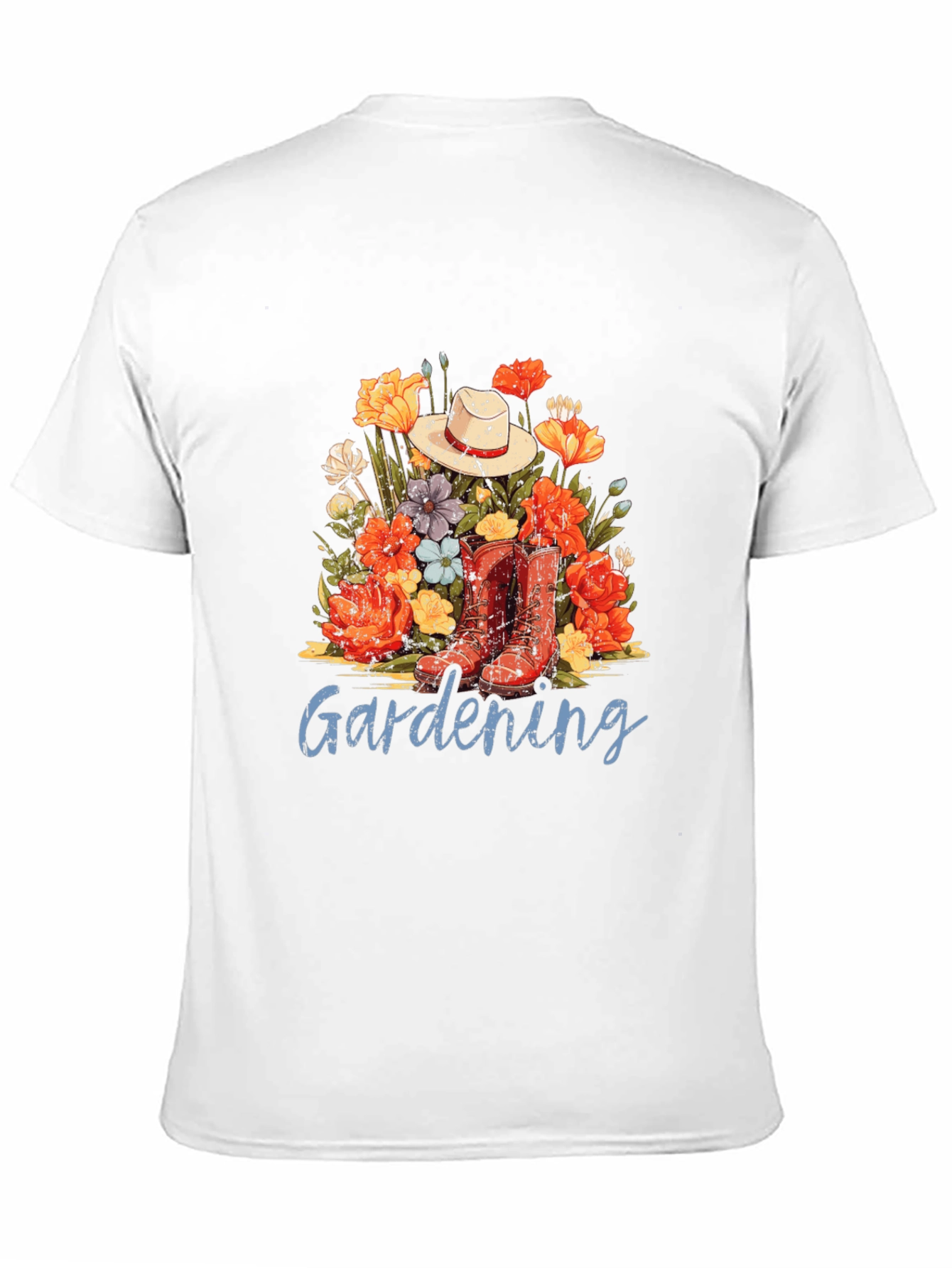 Black Gardening T-Shirt with Floral Design view 11