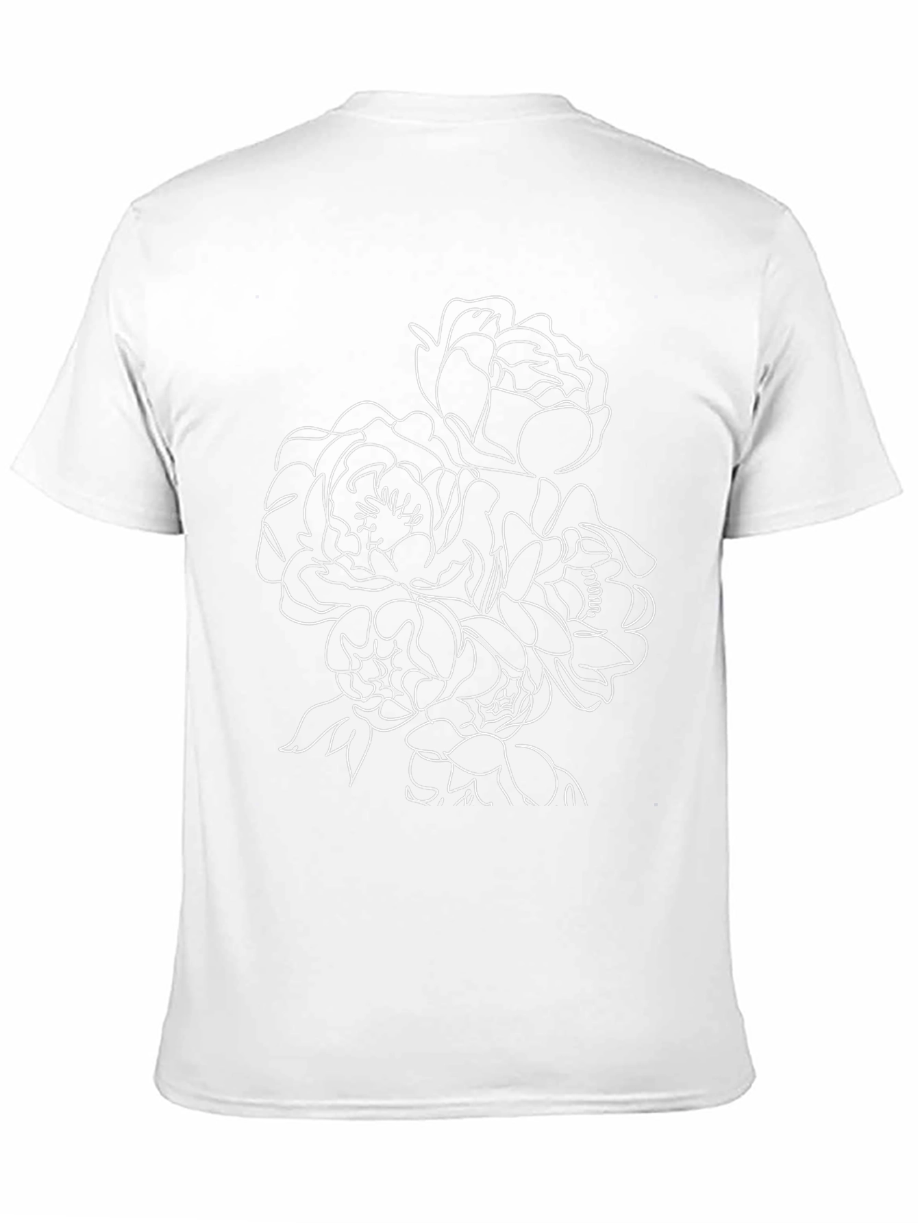 Black Floral Line Art Black T-Shirt view 11