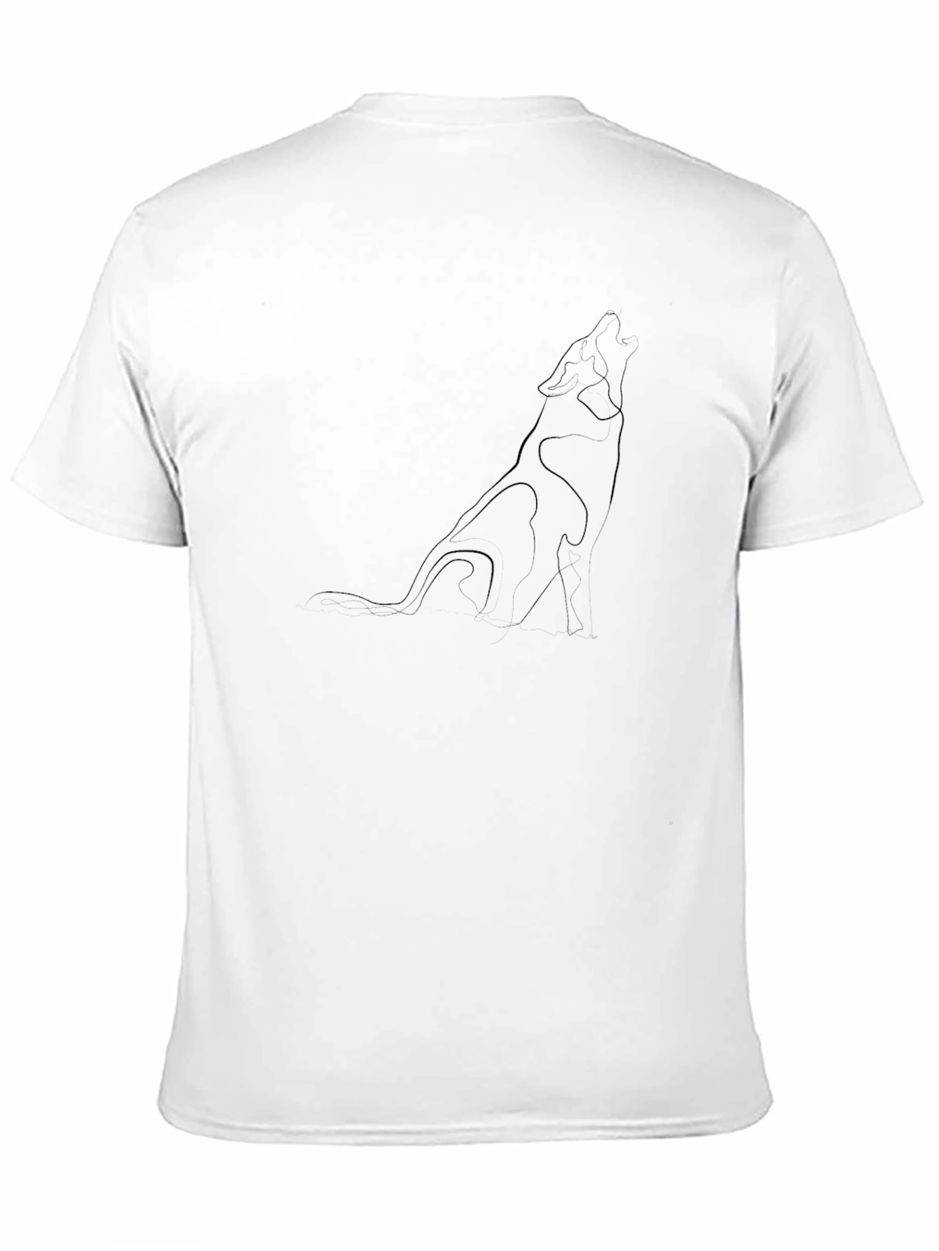 Black Minimalist Wolf Graphic Black T-Shirt view 11