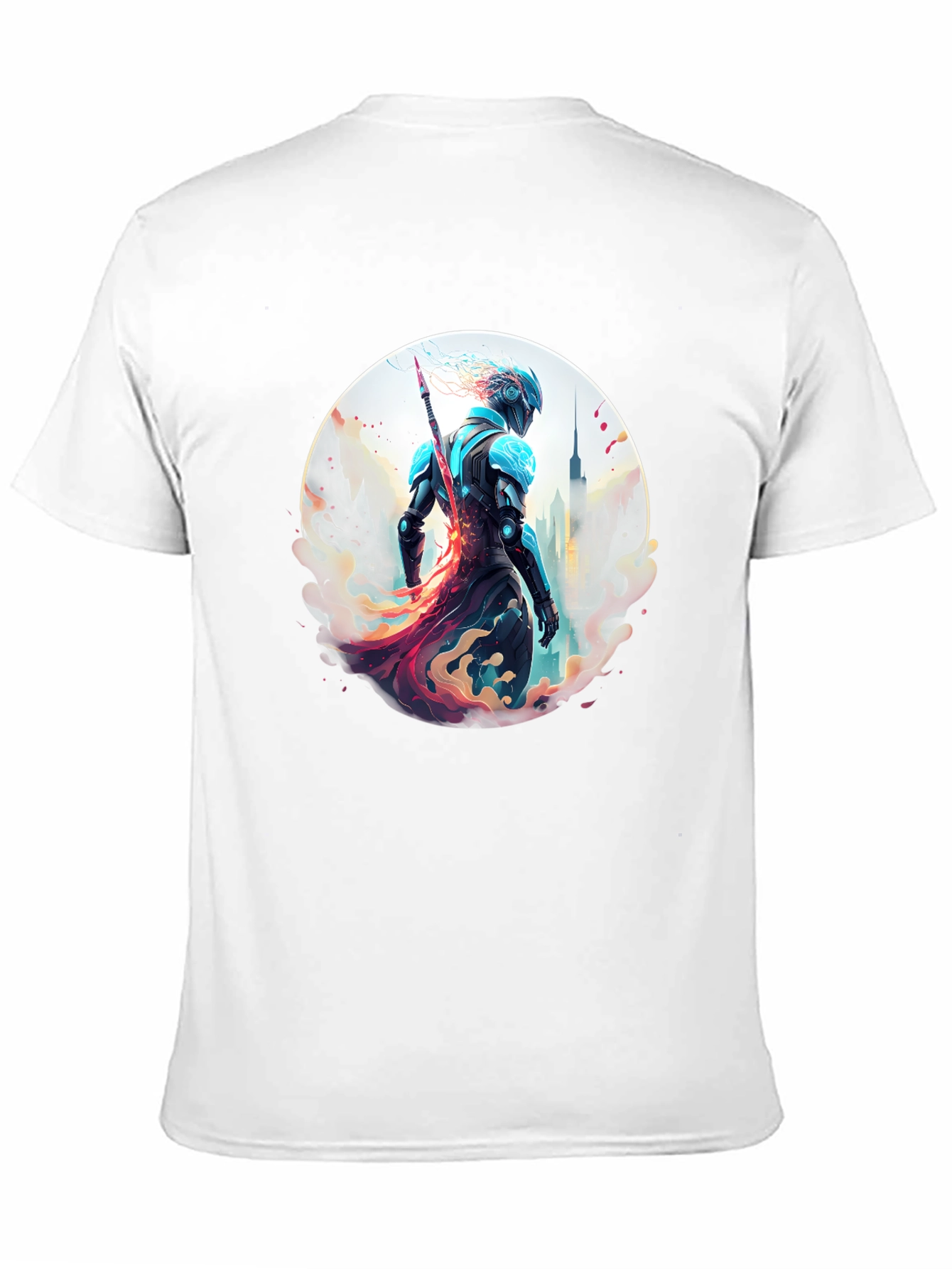 Black Sci-Fi Warrior T-Shirt - Urban Protector Design view 11