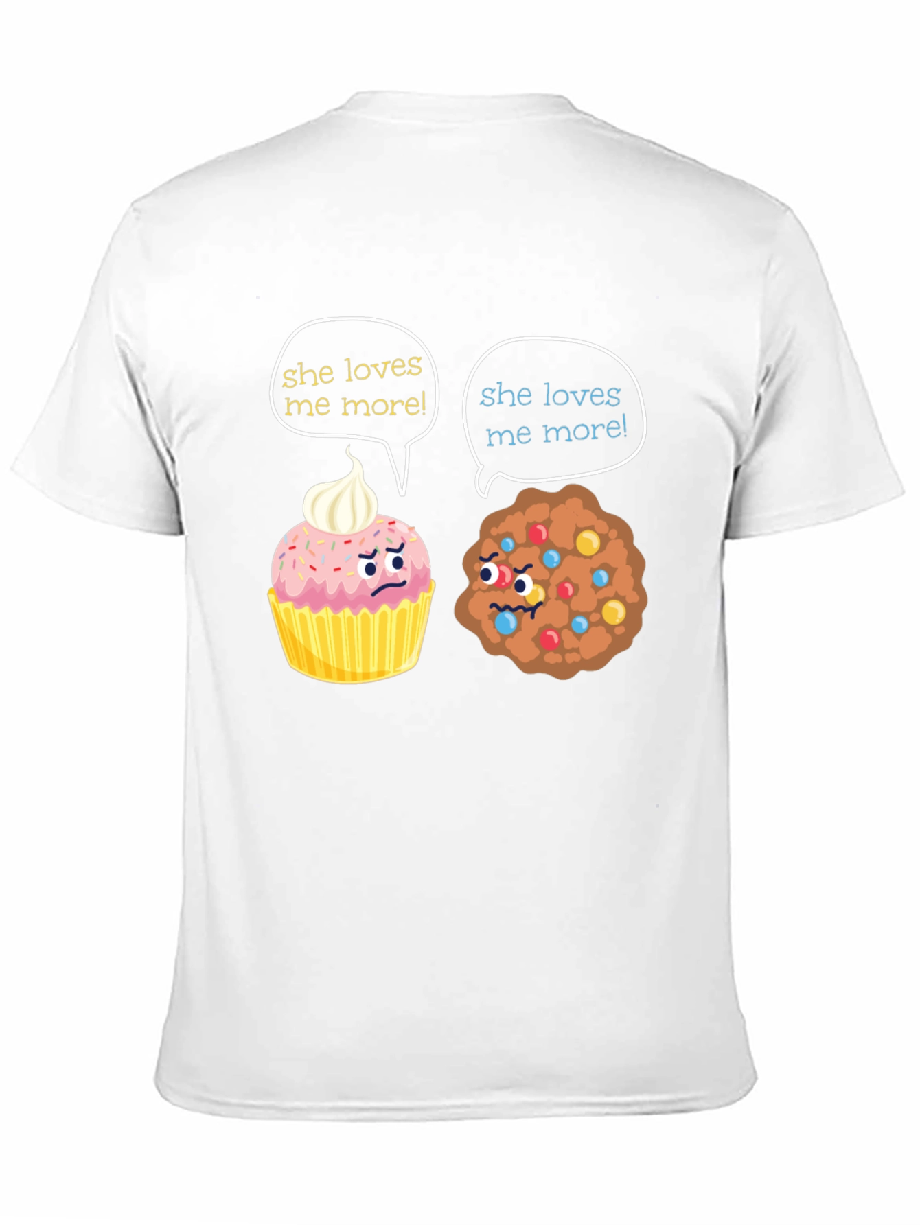 Black Funny She Loves Me More Cupcake vs Cookie T-Shirt view 11
