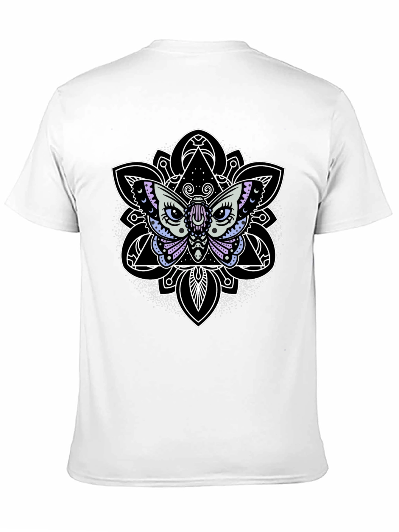 Black Moth Mandala Graphic Tee - Black Cotton T-Shirt view 11