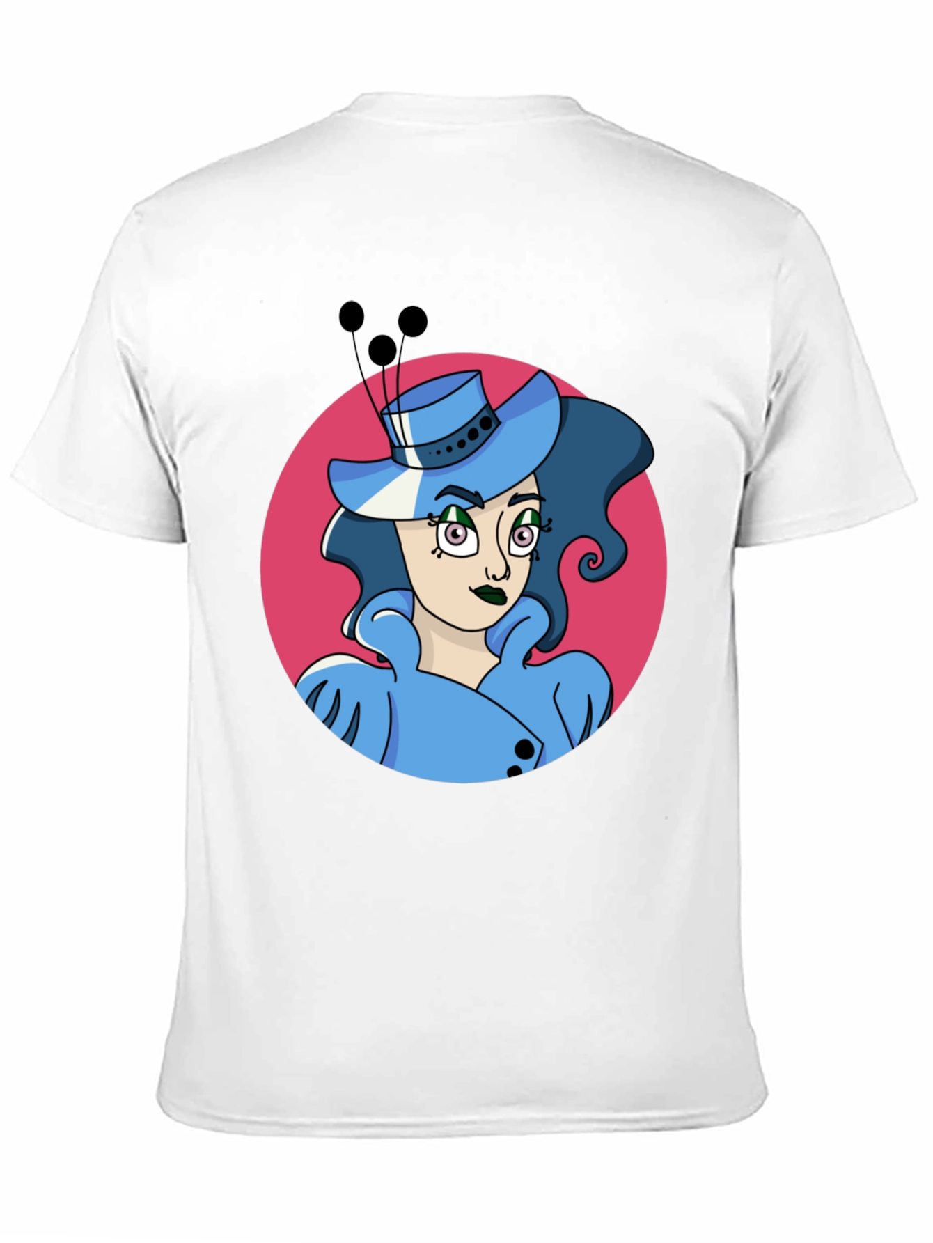 Black Whimsical Woman Graphic Tee - Black Cotton Blend view 11