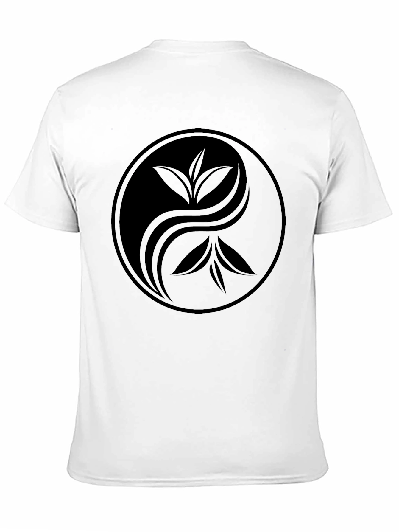 Black Yin Yang Tea Leaf Graphic Tee - Soft Black Cotton view 11