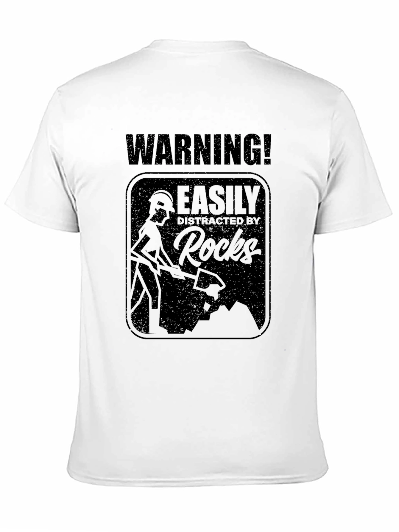 Black Warning! Easily Distracted By Rocks T-Shirt view 11