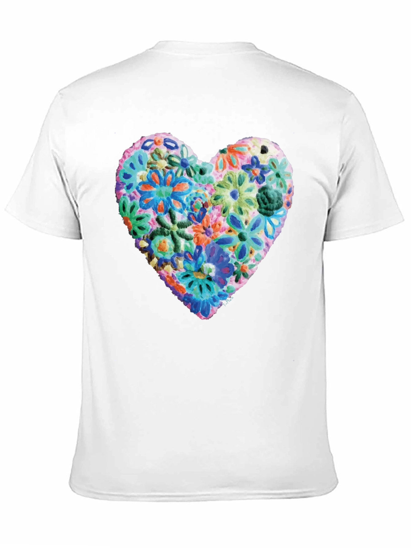 Black Floral Heart Graphic Print Crewneck T-Shirt view 11