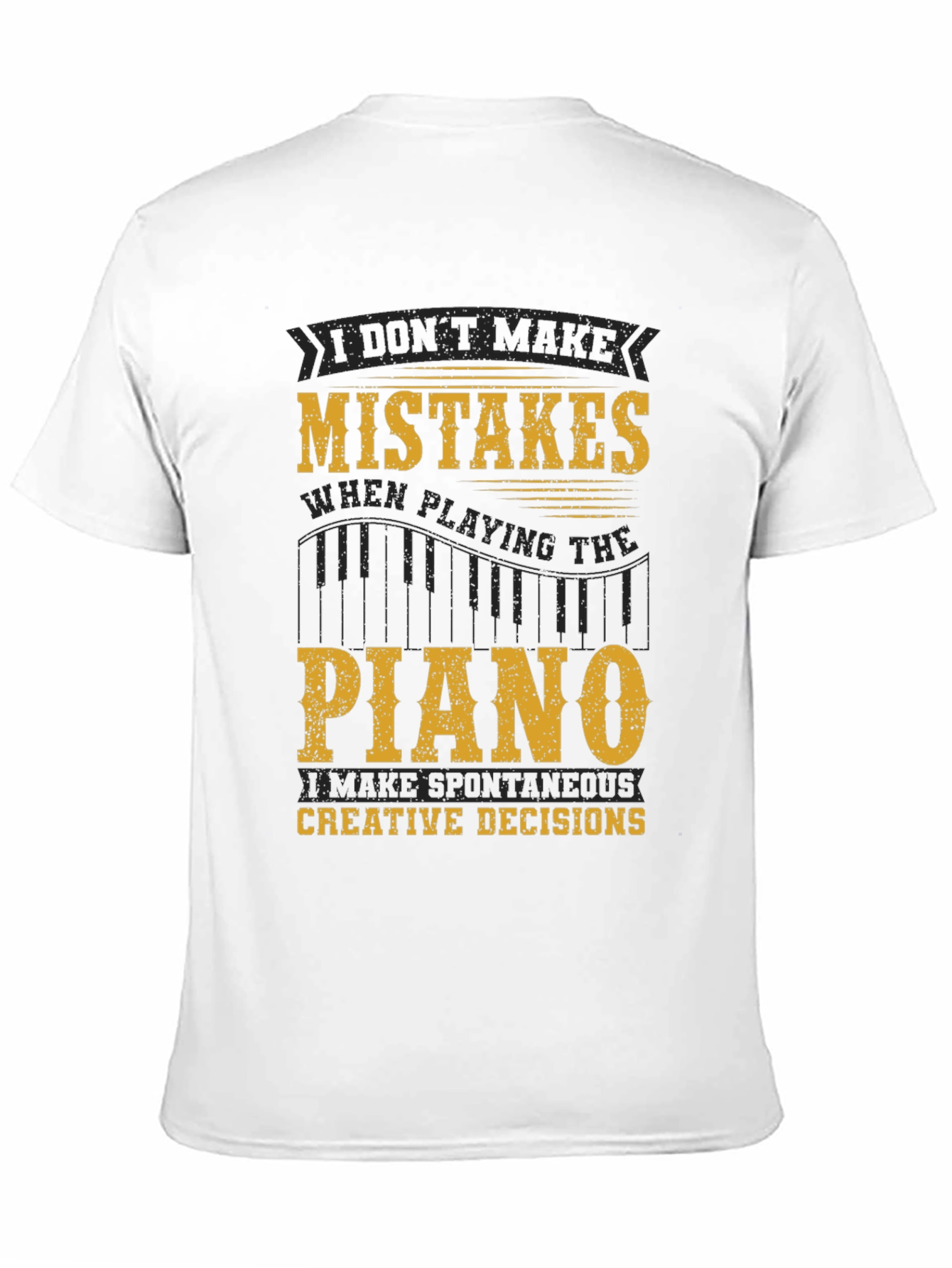 Black Funny Piano T-Shirt - I Don't Make Mistakes! view 11