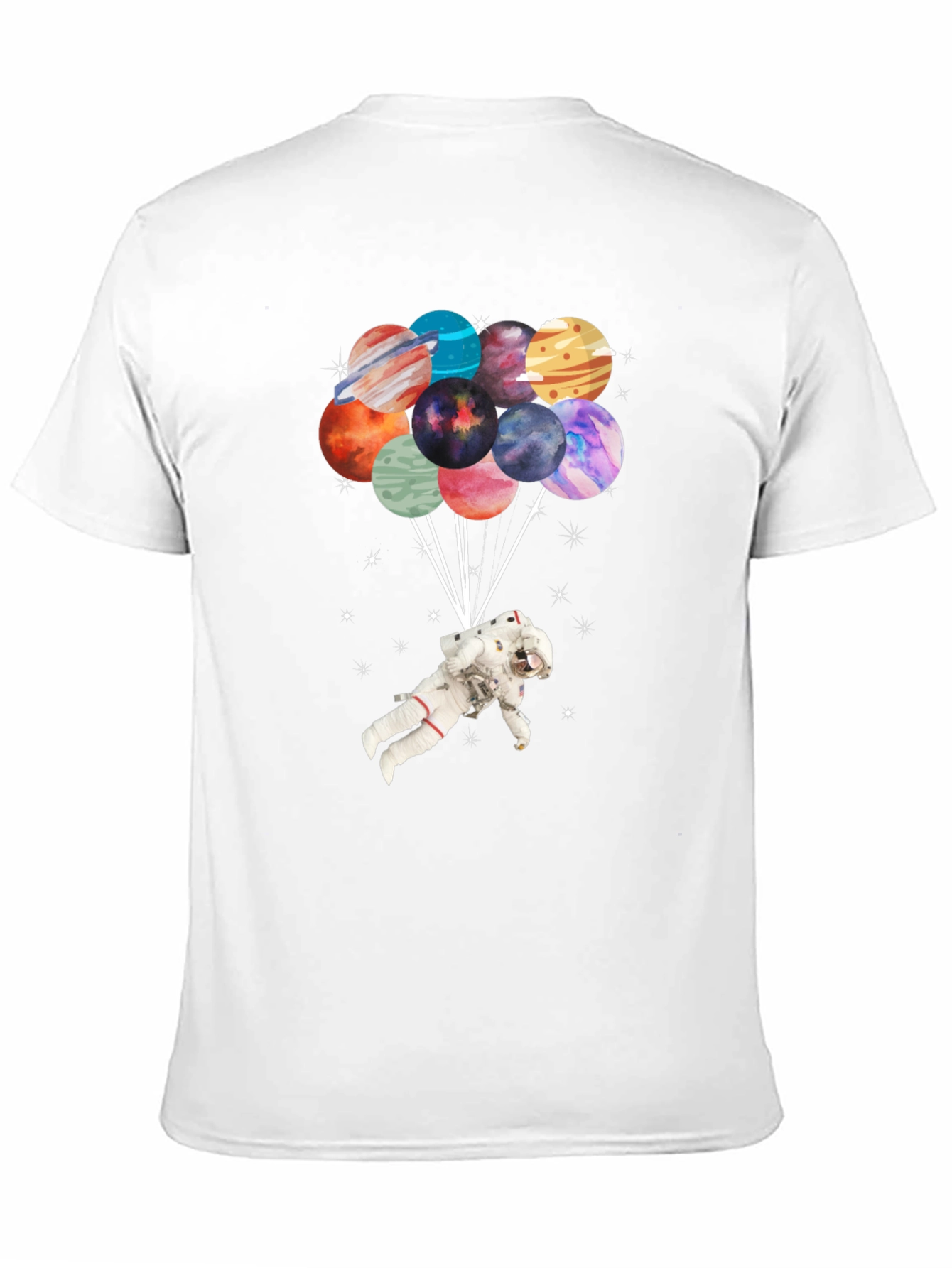 Black Astronaut Planet Balloon Graphic T-Shirt view 11