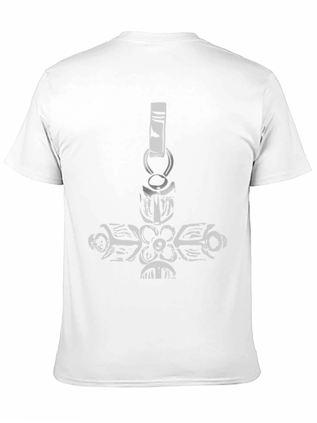 Black Black Tee with Ornate Cross Pendant Design view 11