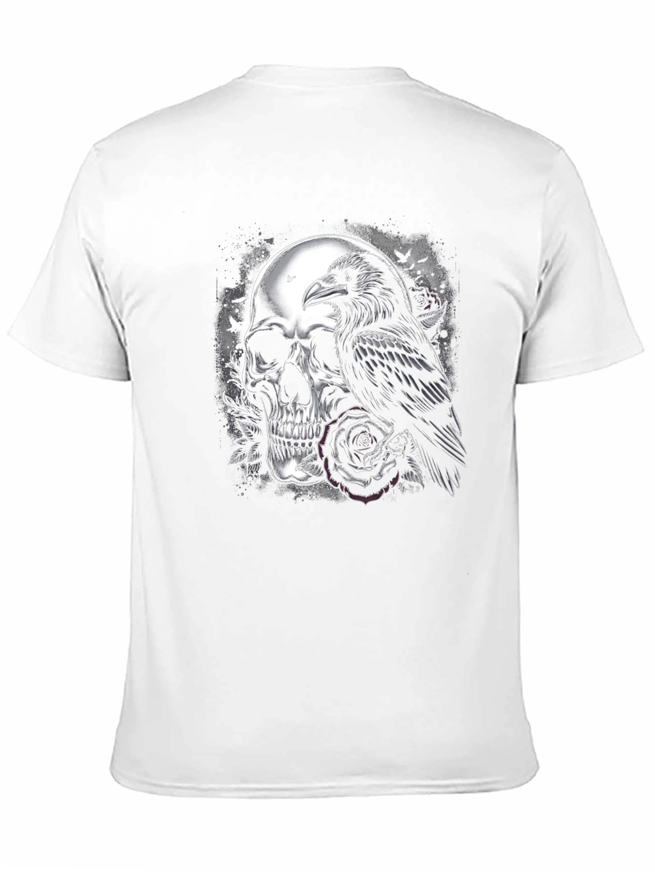Skull Raven Rose Graphic Tee - Dark Aesthetic T-Shirt - 11