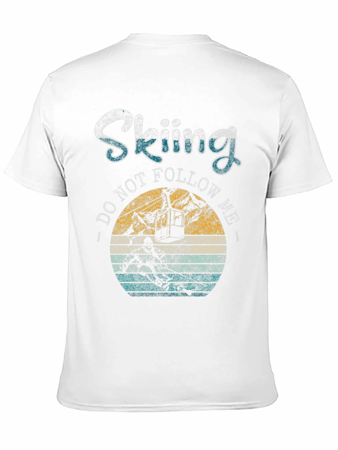 Black Skiing T-Shirt - "Do Not Follow Me" Retro Style view 11