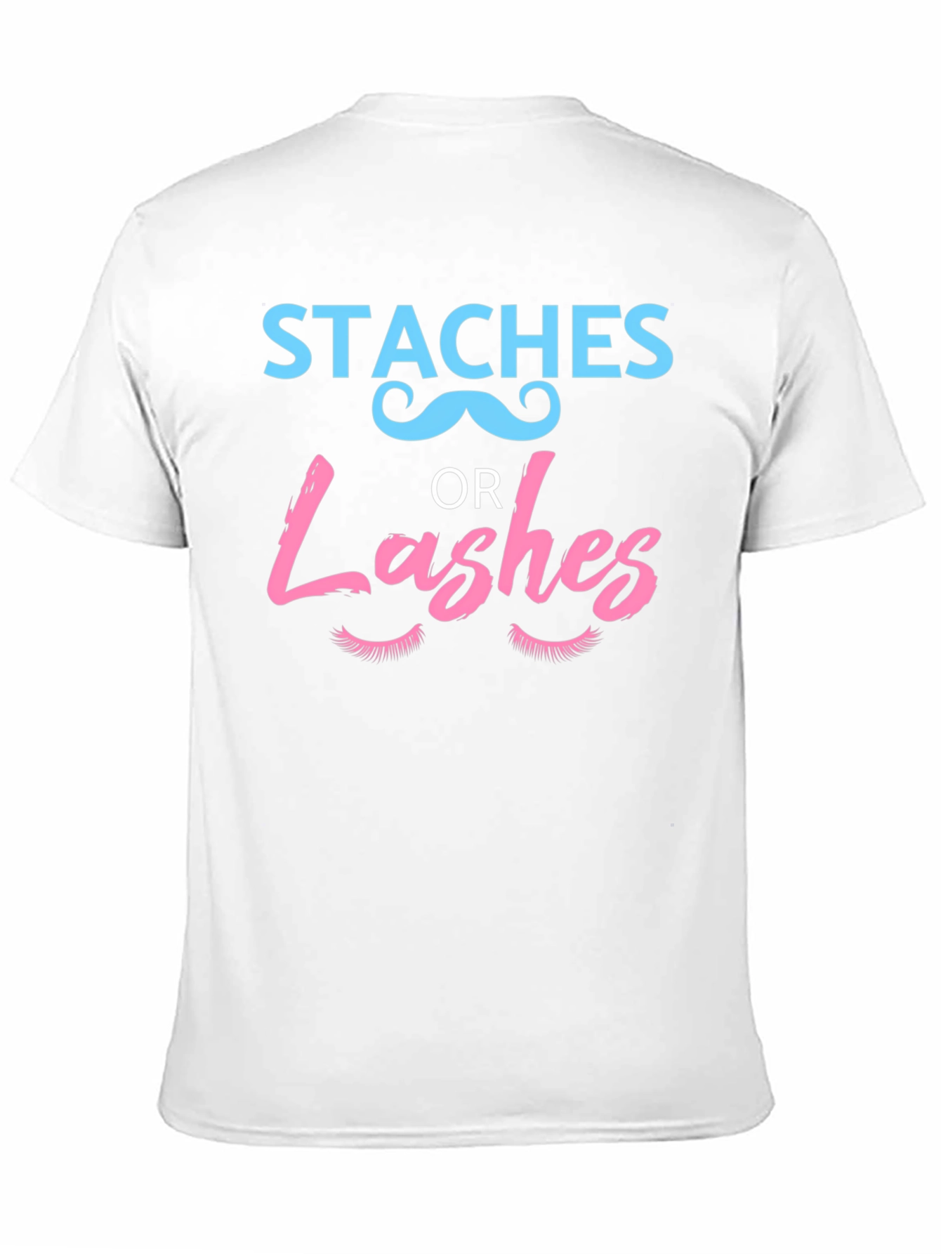 Black Staches or Lashes Gender Reveal T-Shirt view 11