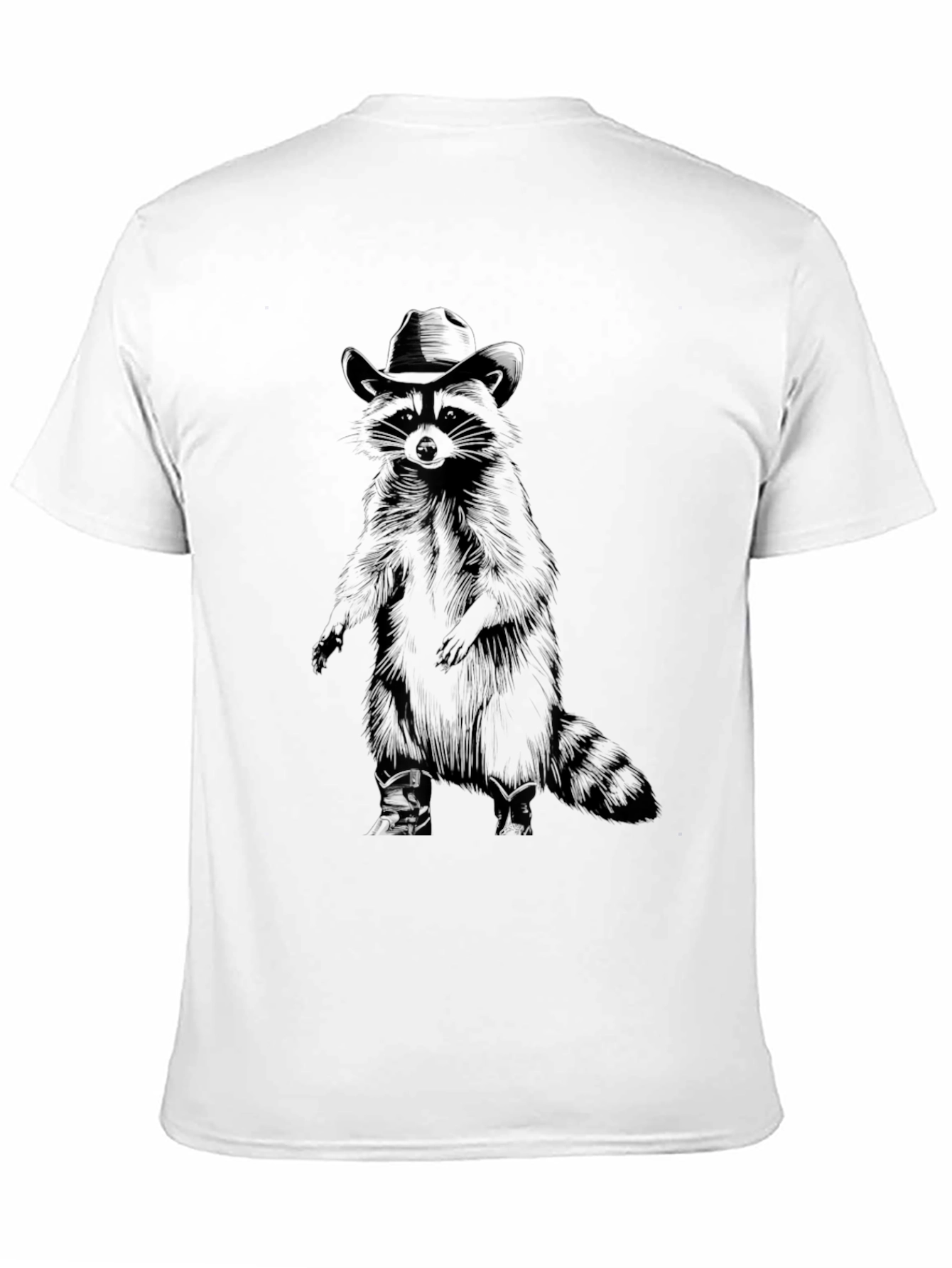Black Raccoon Cowboy Graphic Tee - Black Cotton T-Shirt view 11