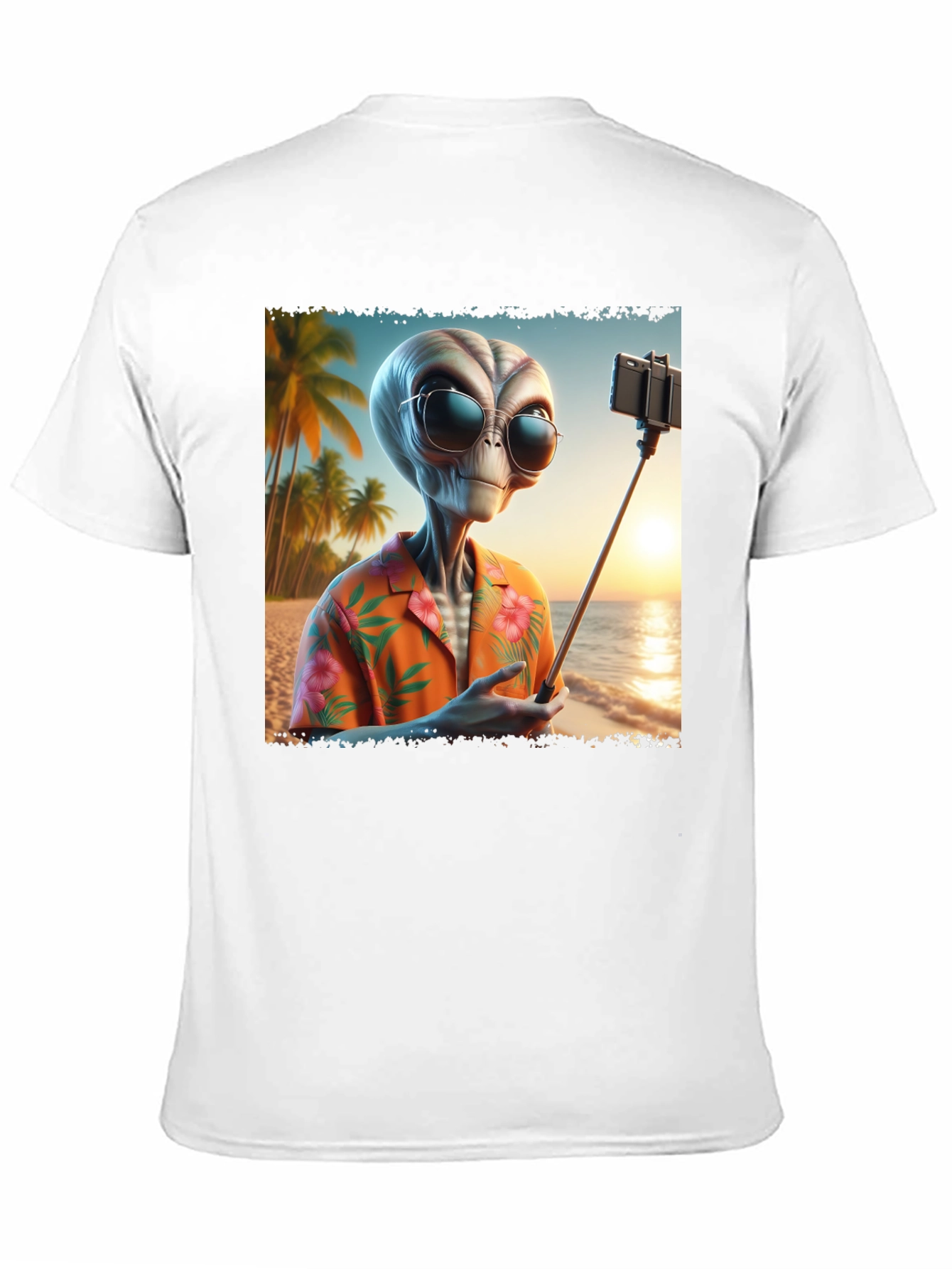 Black Alien Beach Selfie Graphic Tee - Black T-Shirt view 11